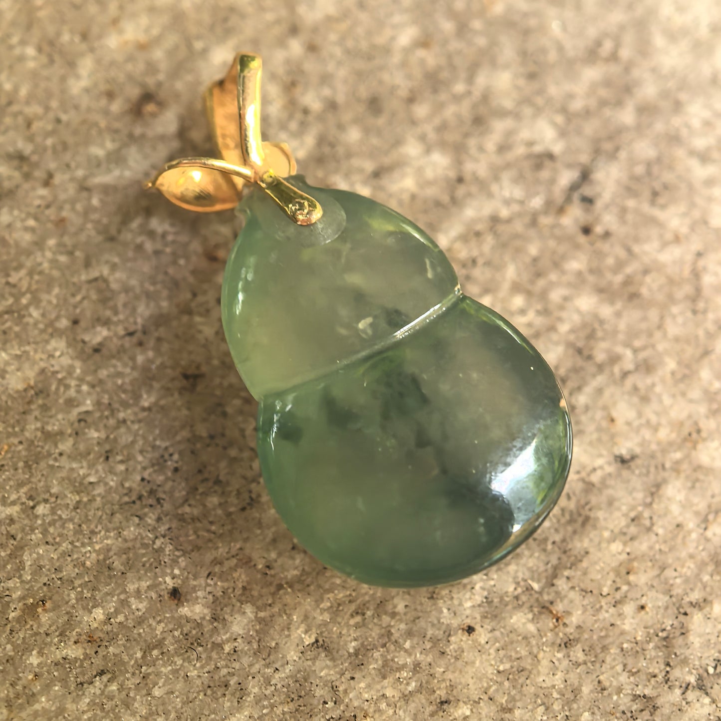 Natural Grade-A Icy Glutinous Deep Green Floating Flower Gourd Jadeite Pendant · Burmese Jade