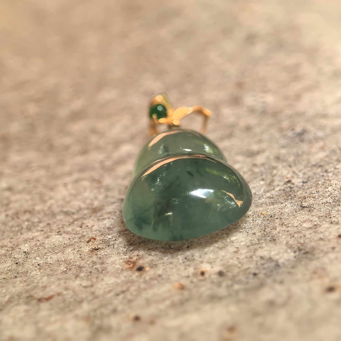 Natural Grade-A Icy Glutinous Deep Green Floating Flower Gourd Jadeite Pendant · Burmese Jade