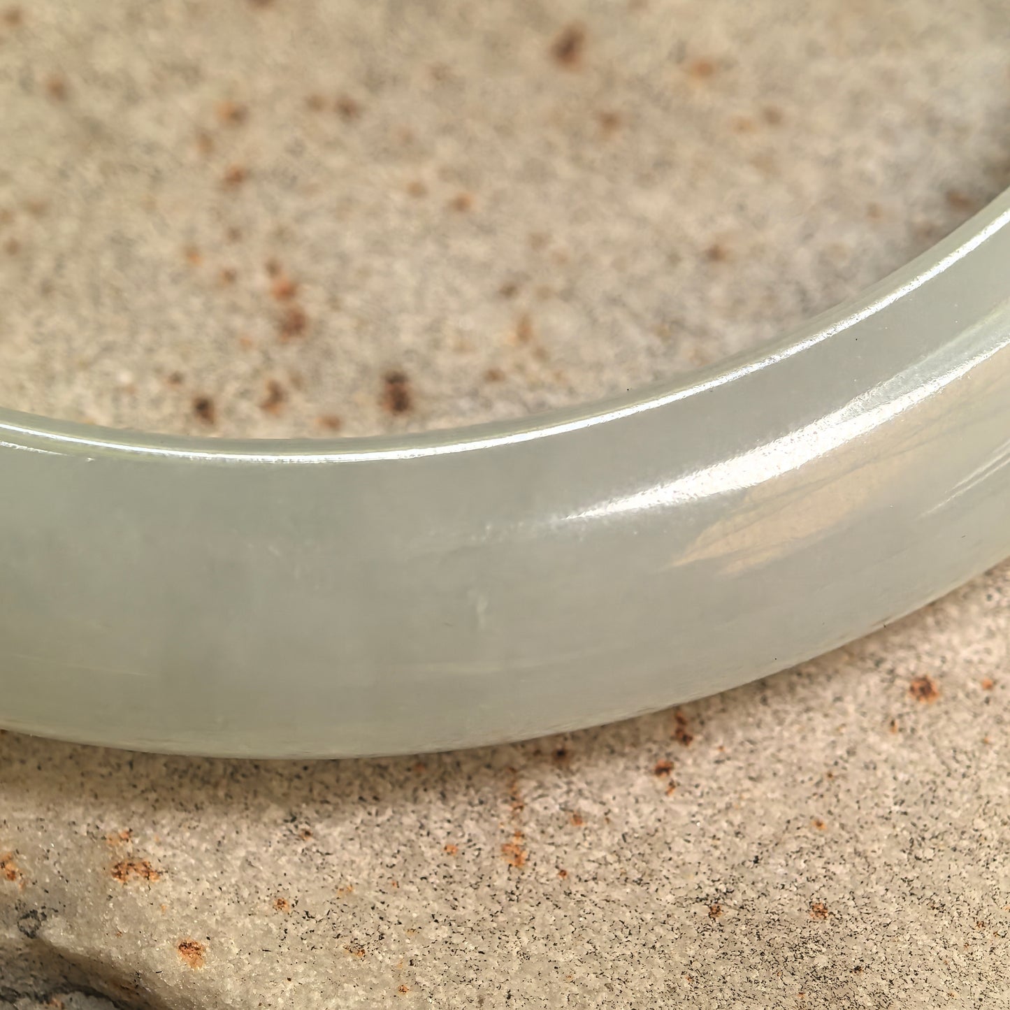 Natural Grade-A Fine Glutinous White-Base Light Green D-Shape Jadeite Bangle · Burmese Jade 59mm