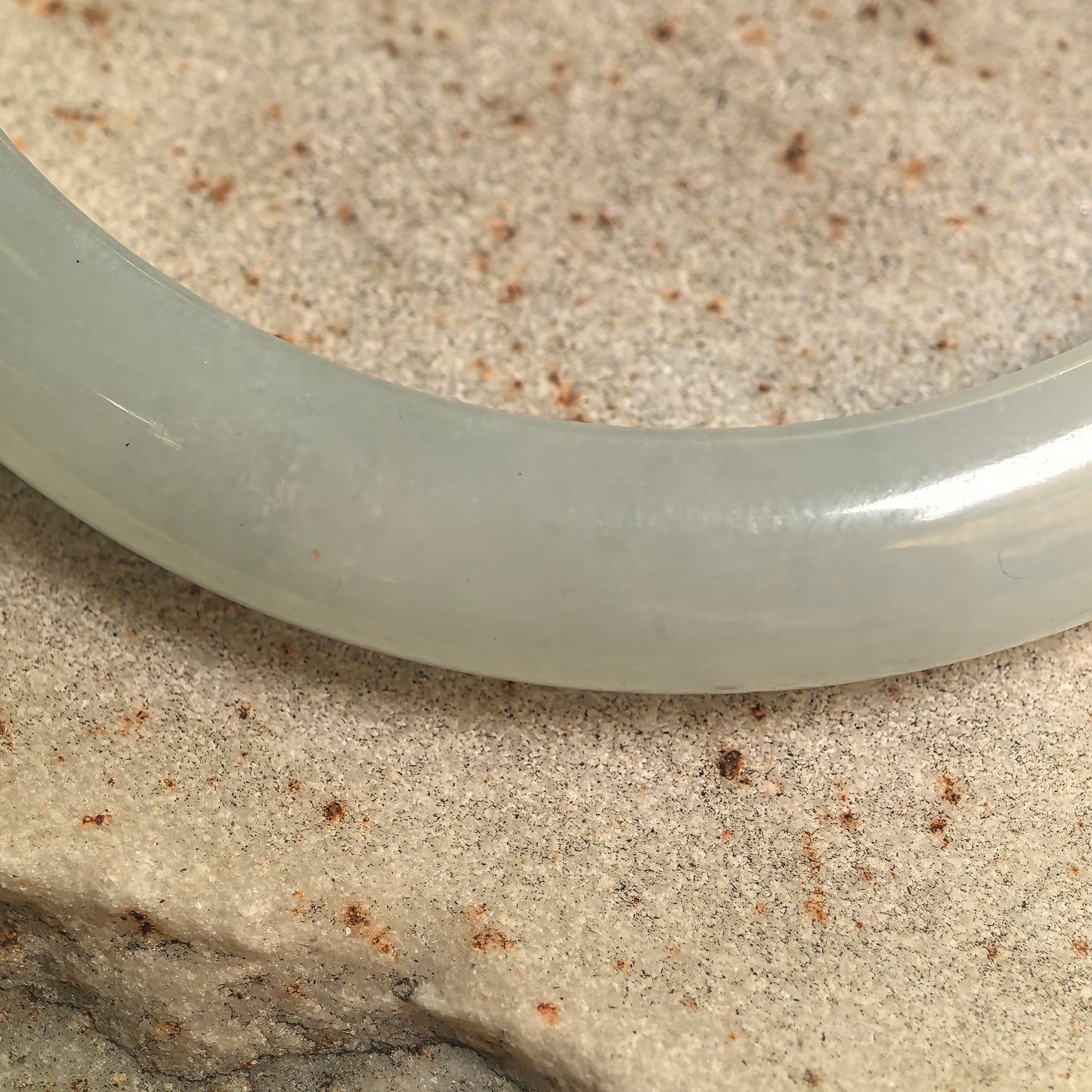 Natural Grade-A Fine Glutinous White-Base Light Green D-Shape Jadeite Bangle · Burmese Jade 59mm