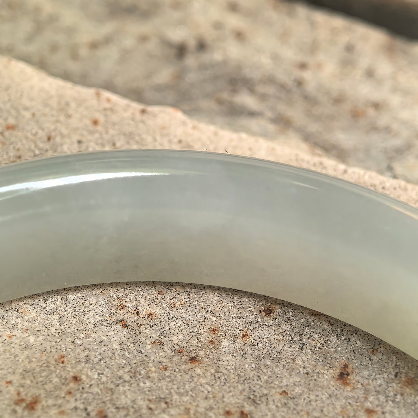 Natural Grade-A Fine Glutinous White-Base Light Green D-Shape Jadeite Bangle · Burmese Jade 59mm