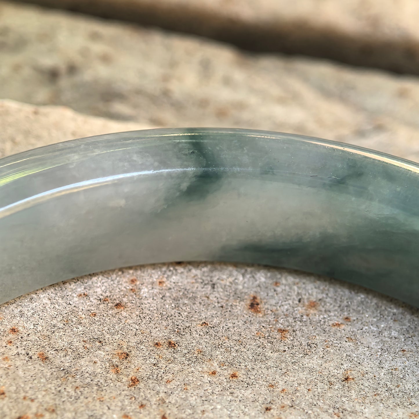 Natural Grade-A Icy Glutinous Deep Green Floating Flower D-Shape Jadeite Bangle · Burmese Jade 58mm