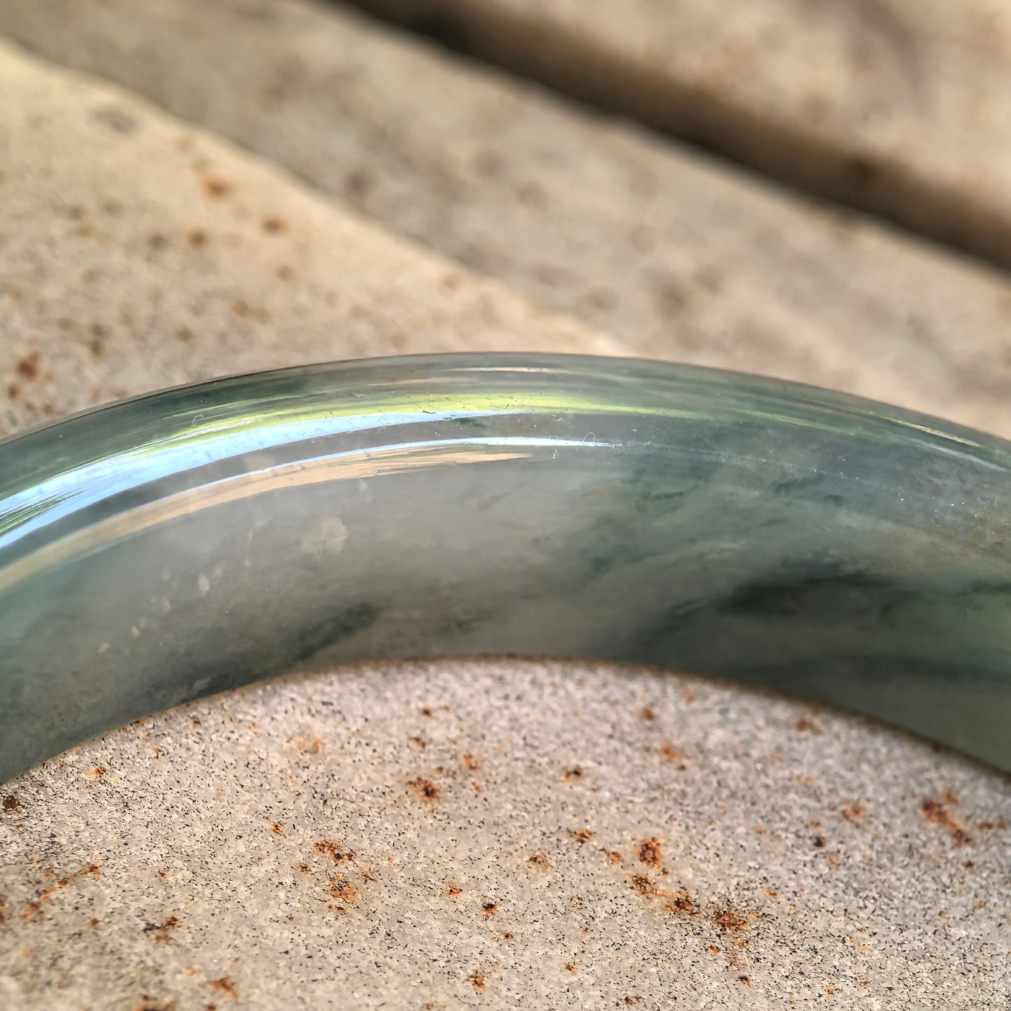 Natural Grade-A Icy Glutinous Deep Green Floating Flower D-Shape Jadeite Bangle · Burmese Jade 58mm