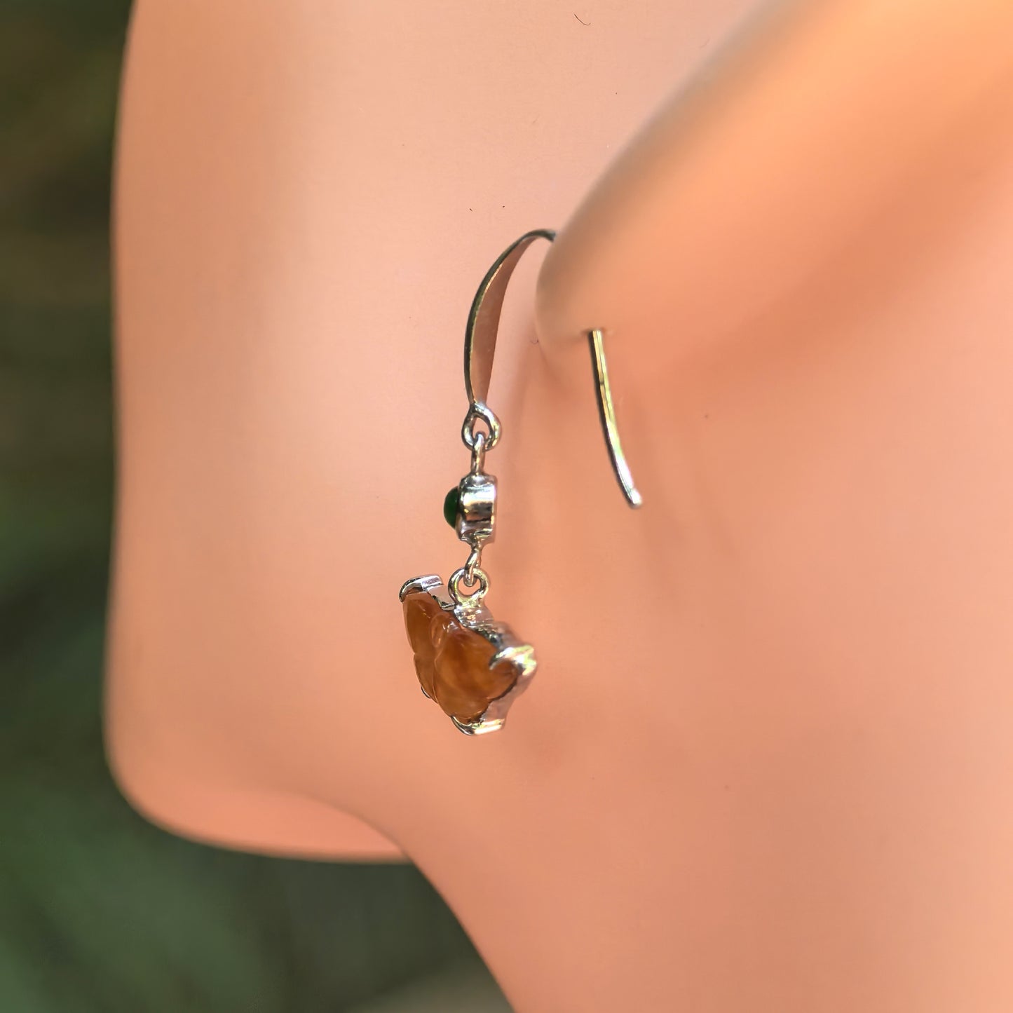 Natural Grade-A Icy Honey Yellow Butterfly Jadeite Earrings · Burmese Jade