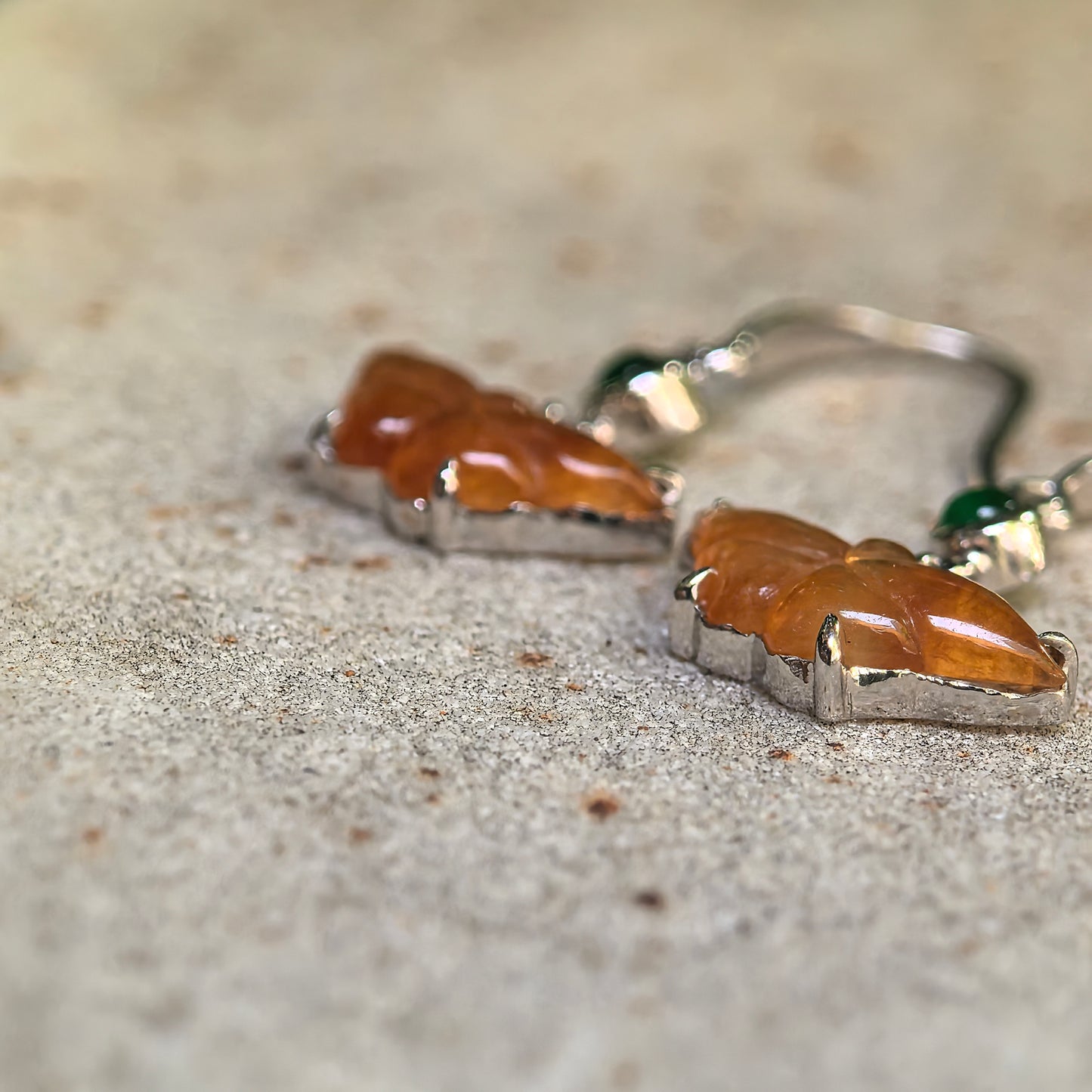 Natural Grade-A Icy Honey Yellow Butterfly Jadeite Earrings · Burmese Jade