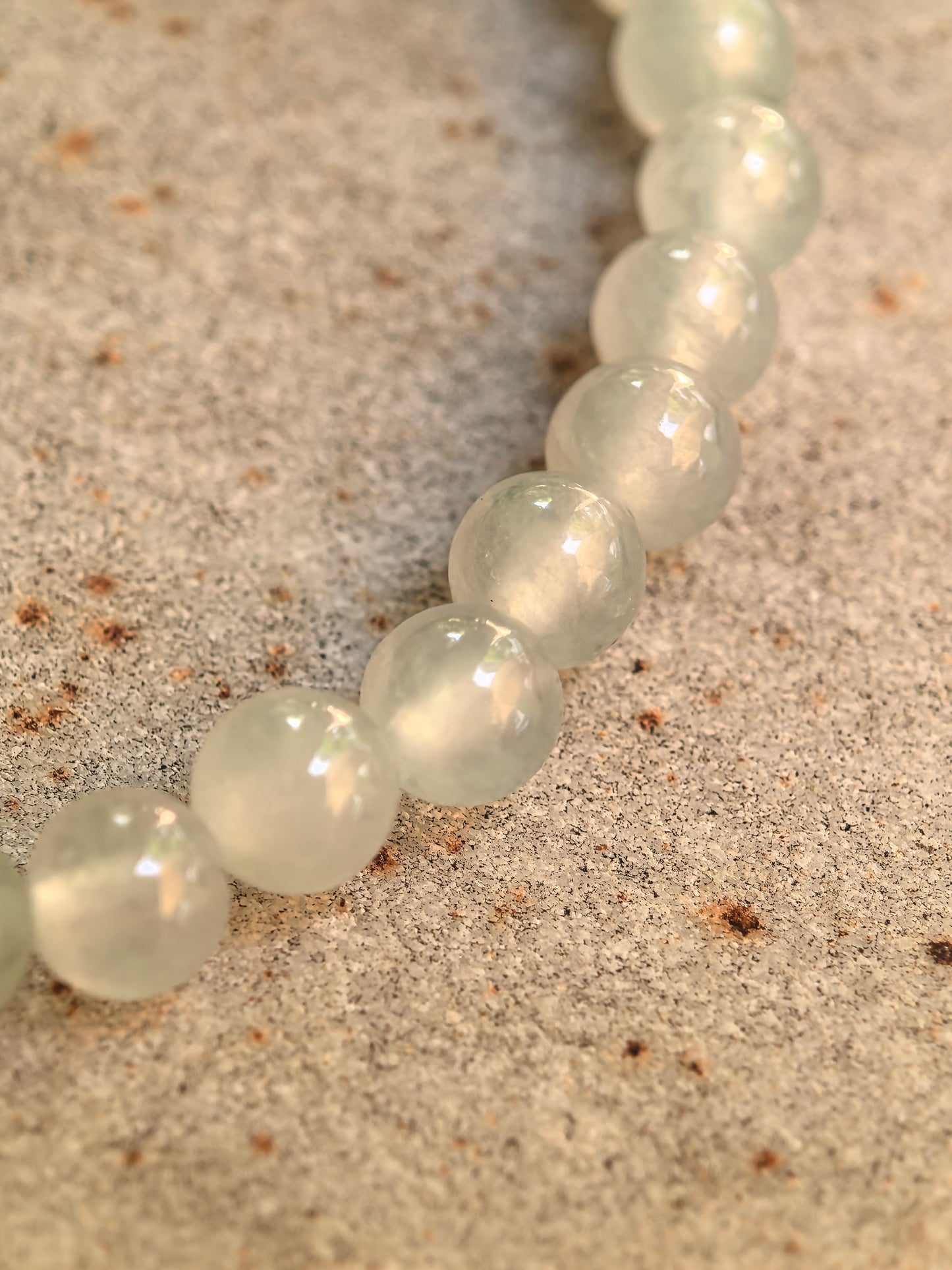 Natural Grade-A Icy White Jadeite Bead Bracelet · Burmese Jade 5mm