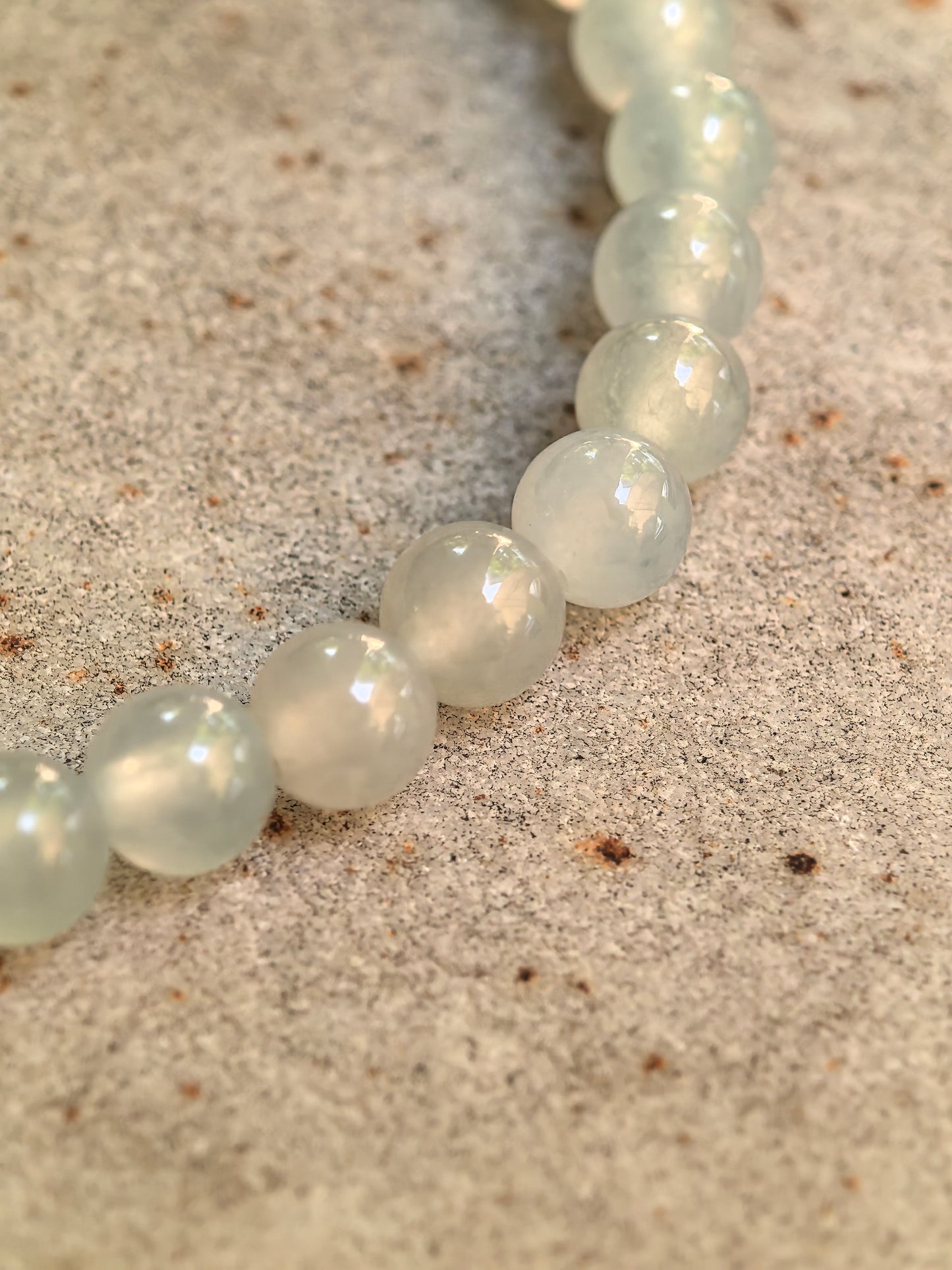Natural Grade-A Icy White Jadeite Bead Bracelet · Burmese Jade 5mm