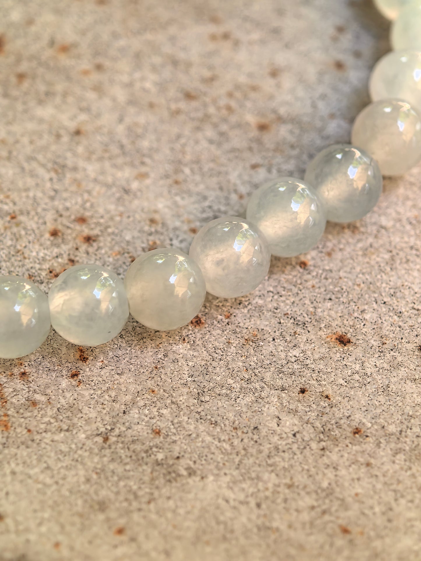 Natural Grade-A Icy White Jadeite Bead Bracelet · Burmese Jade 5mm