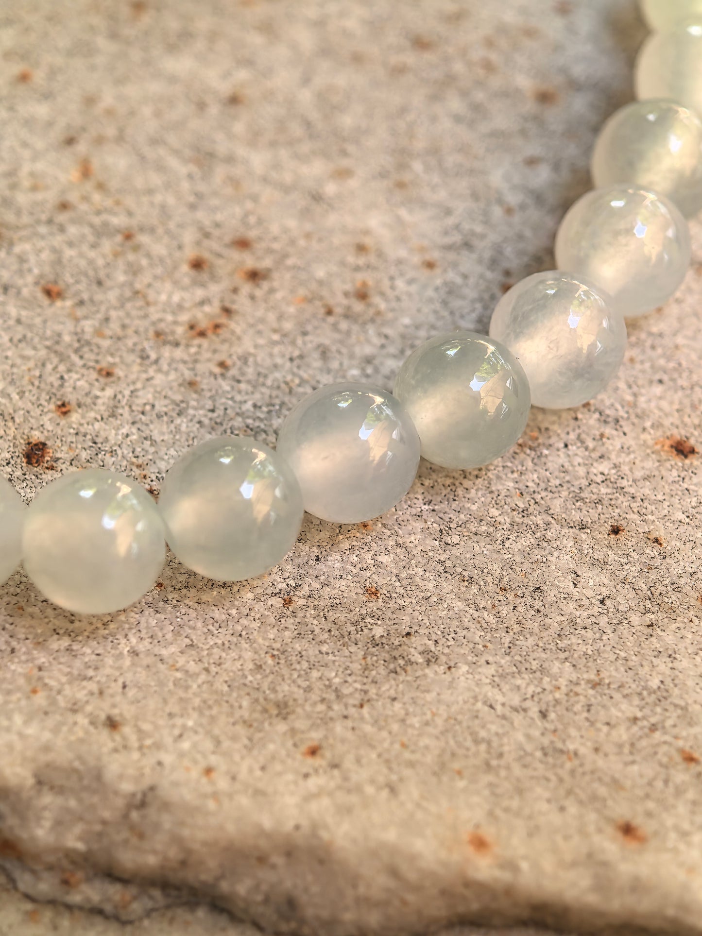 Natural Grade-A Icy White Jadeite Bead Bracelet · Burmese Jade 5mm