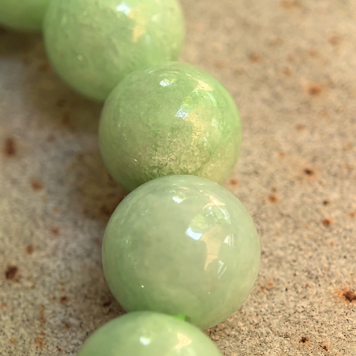 Natural Grade-A Bean Glutinous Apple Green Round Bead Jadeite Bracelet · Burmese Jade 10mm