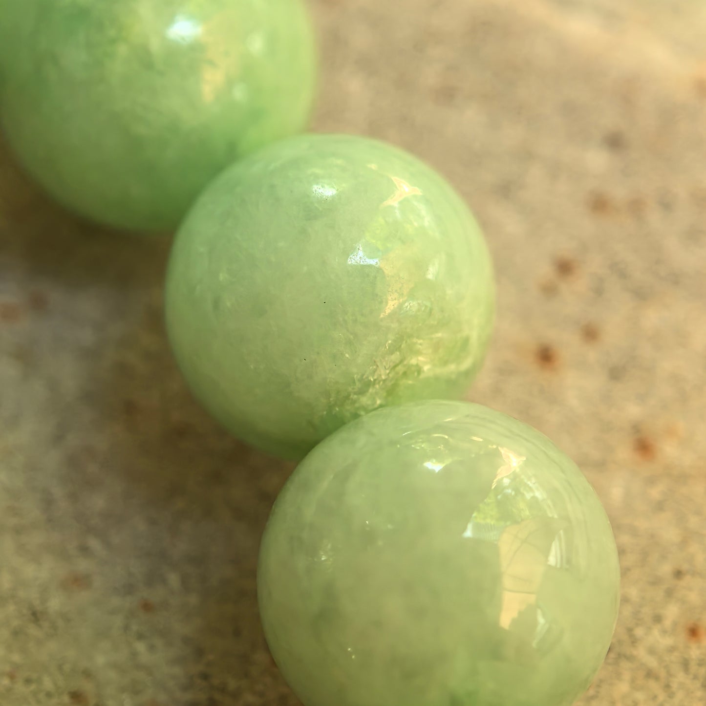 Natural Grade-A Bean Glutinous Apple Green Round Bead Jadeite Bracelet · Burmese Jade 10mm