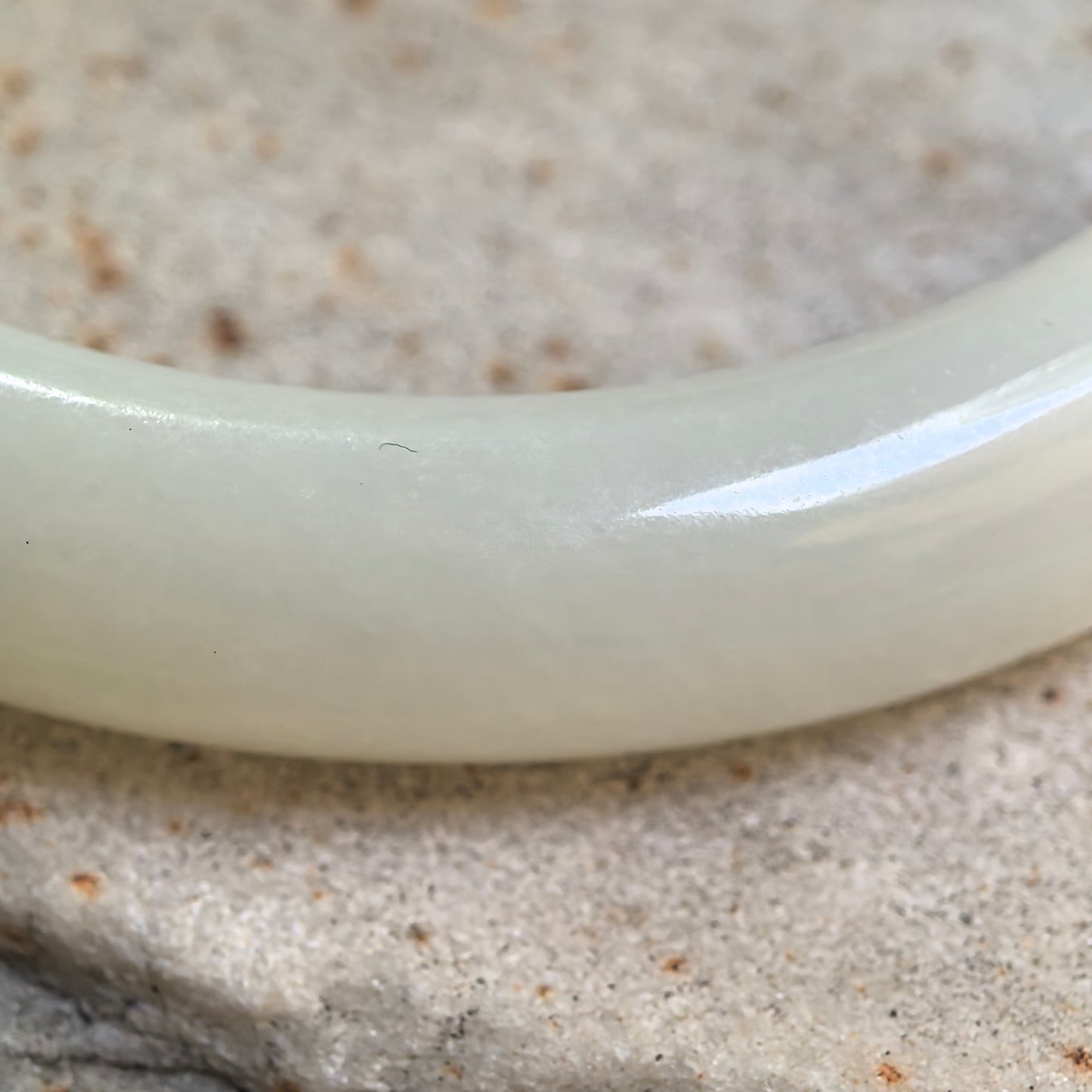 Natural White Nephrite D-shape Bangle · Xinjiang Hetian Jade 57mm