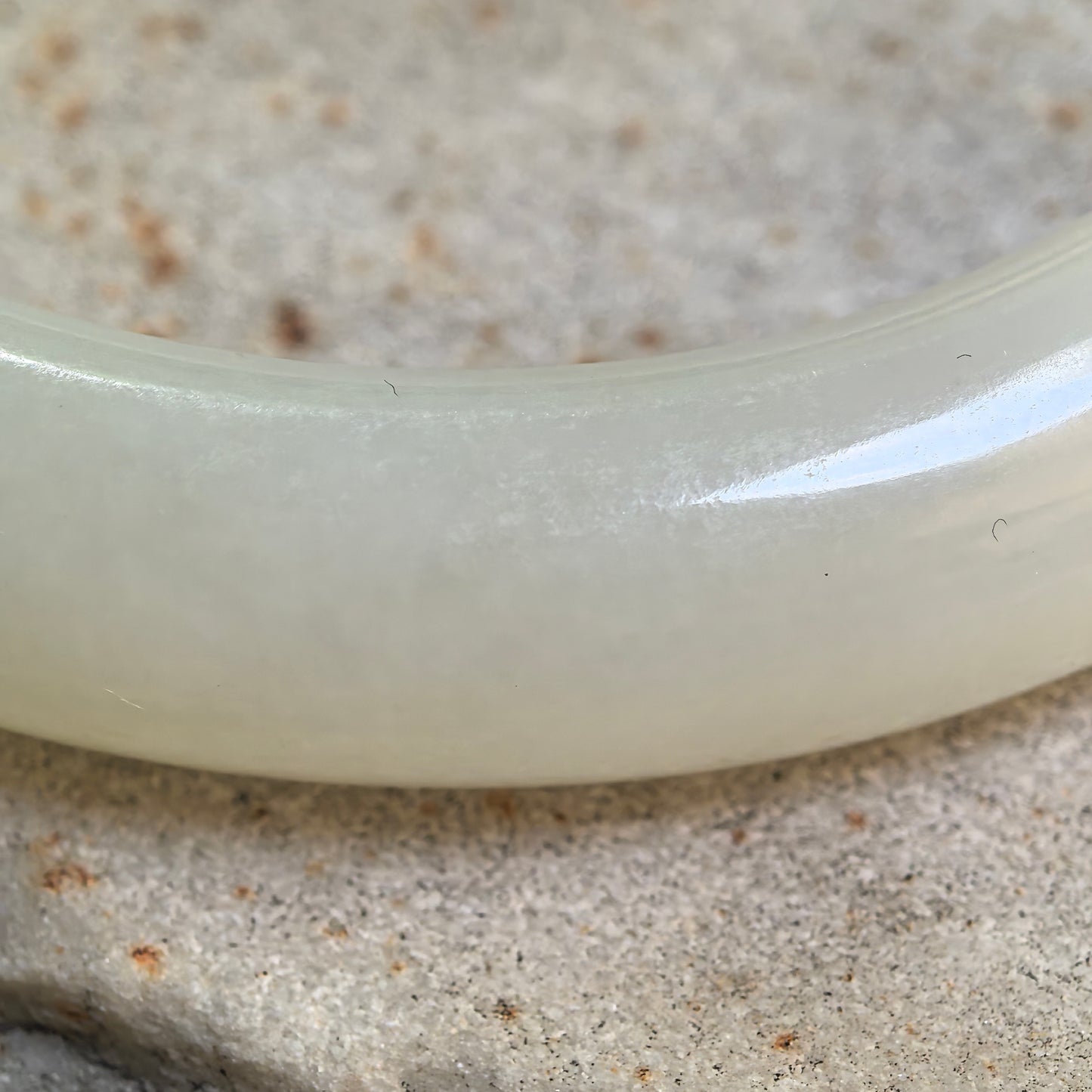 Natural White Nephrite D-shape Bangle · Xinjiang Hetian Jade 57mm