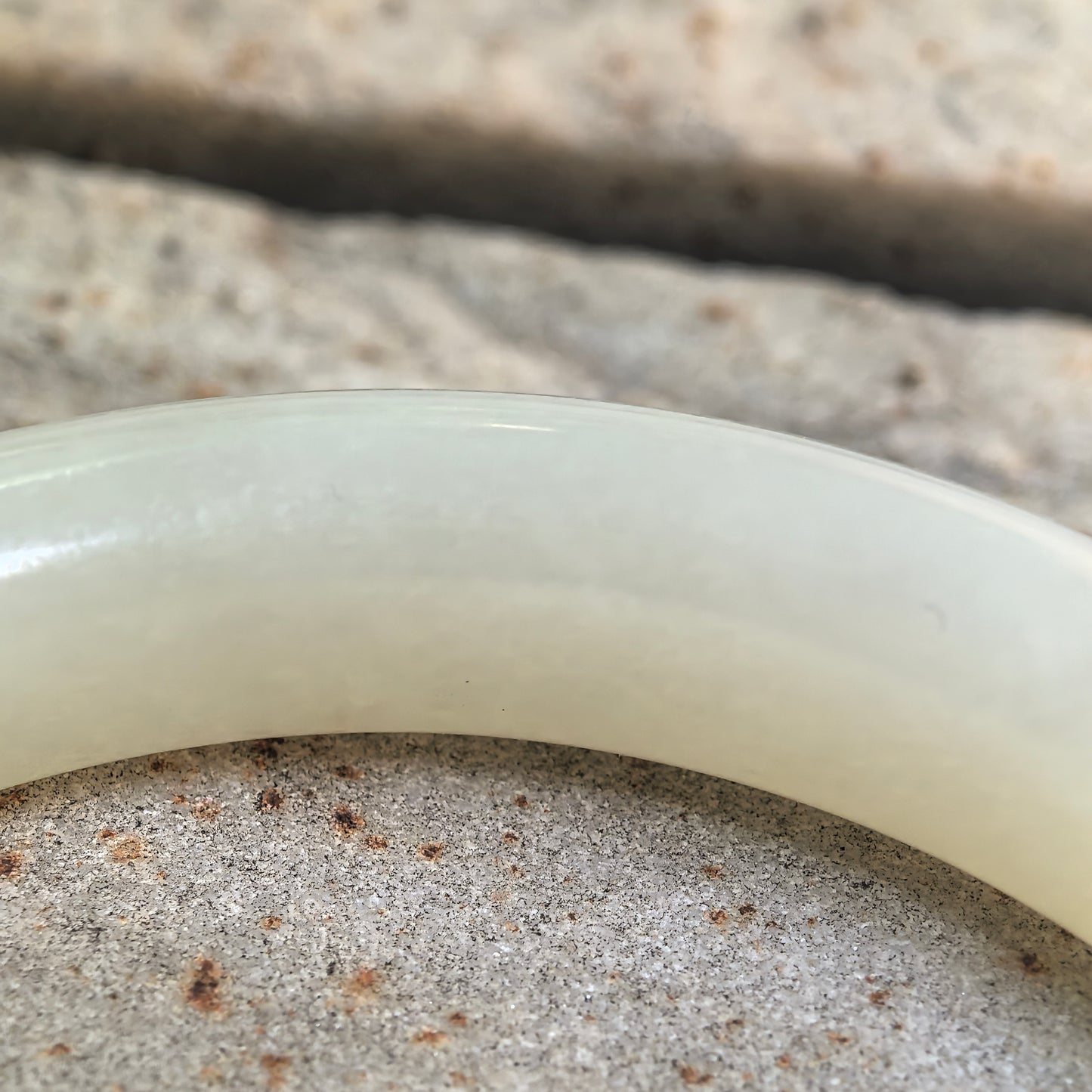 Natural White Nephrite D-shape Bangle · Xinjiang Hetian Jade 57mm