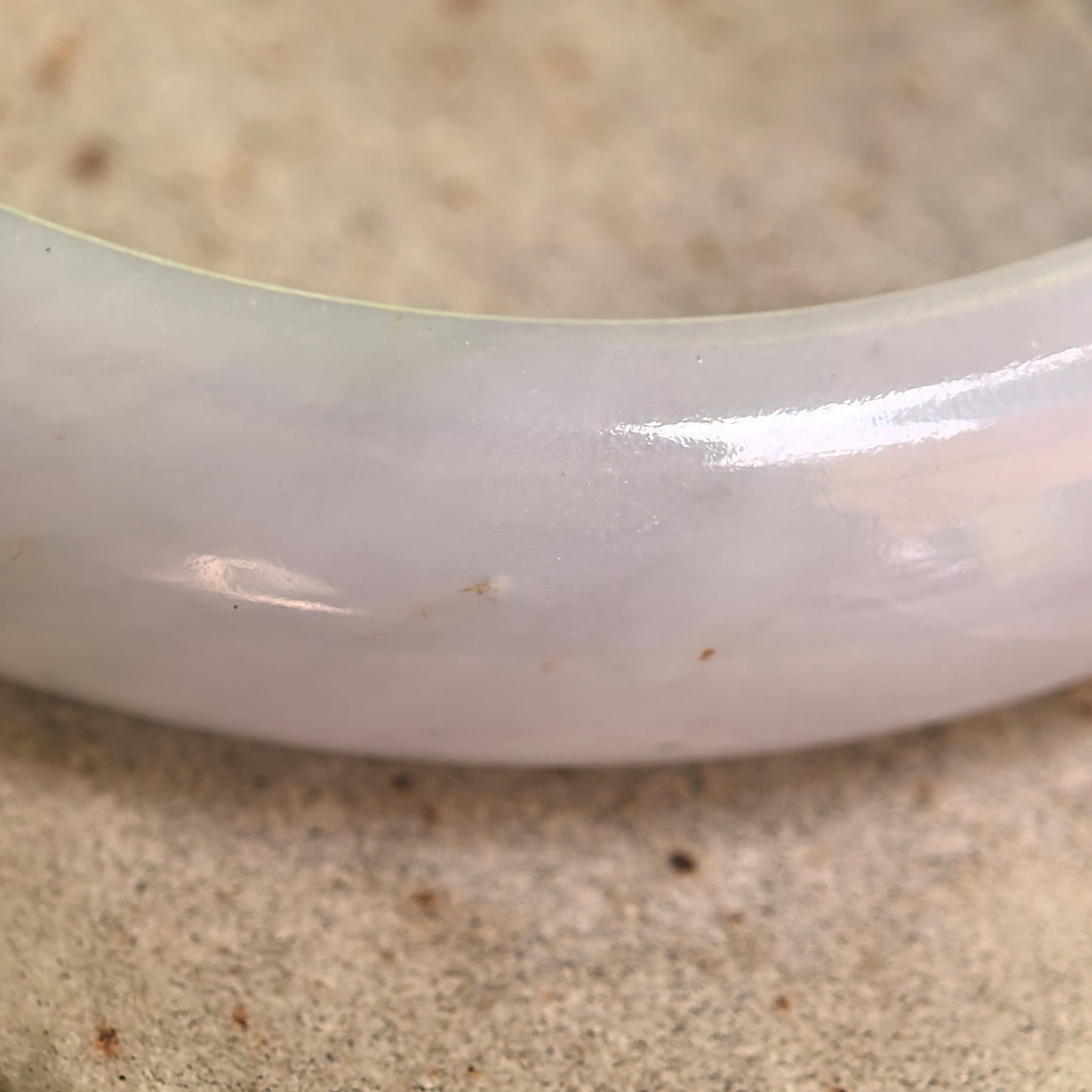 Natural Grade-A Glutinous Lavender Green D-Shape Jadeite Bangle · Burmese Jade 59mm