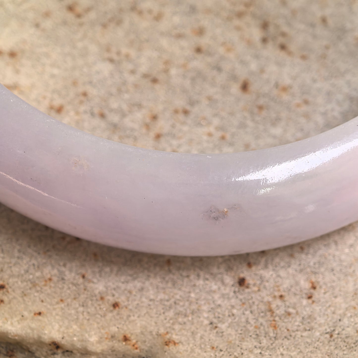 Natural Grade-A Glutinous Lavender Green D-Shape Jadeite Bangle · Burmese Jade 59mm