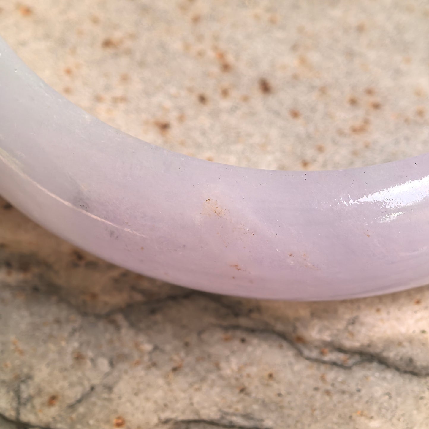 Natural Grade-A Glutinous Lavender Green D-Shape Jadeite Bangle · Burmese Jade 59mm