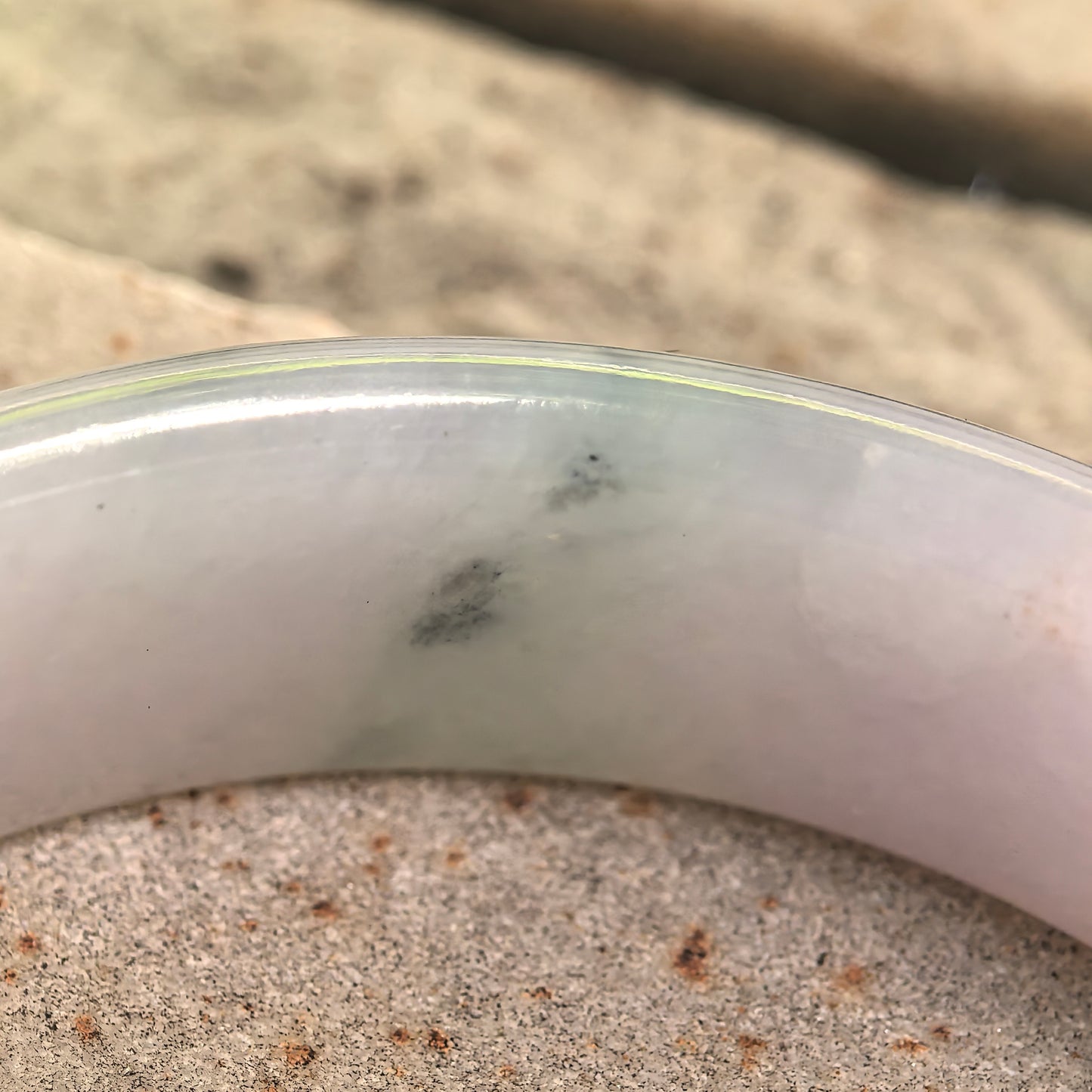 Natural Grade-A Glutinous Lavender Green D-Shape Jadeite Bangle · Burmese Jade 59mm