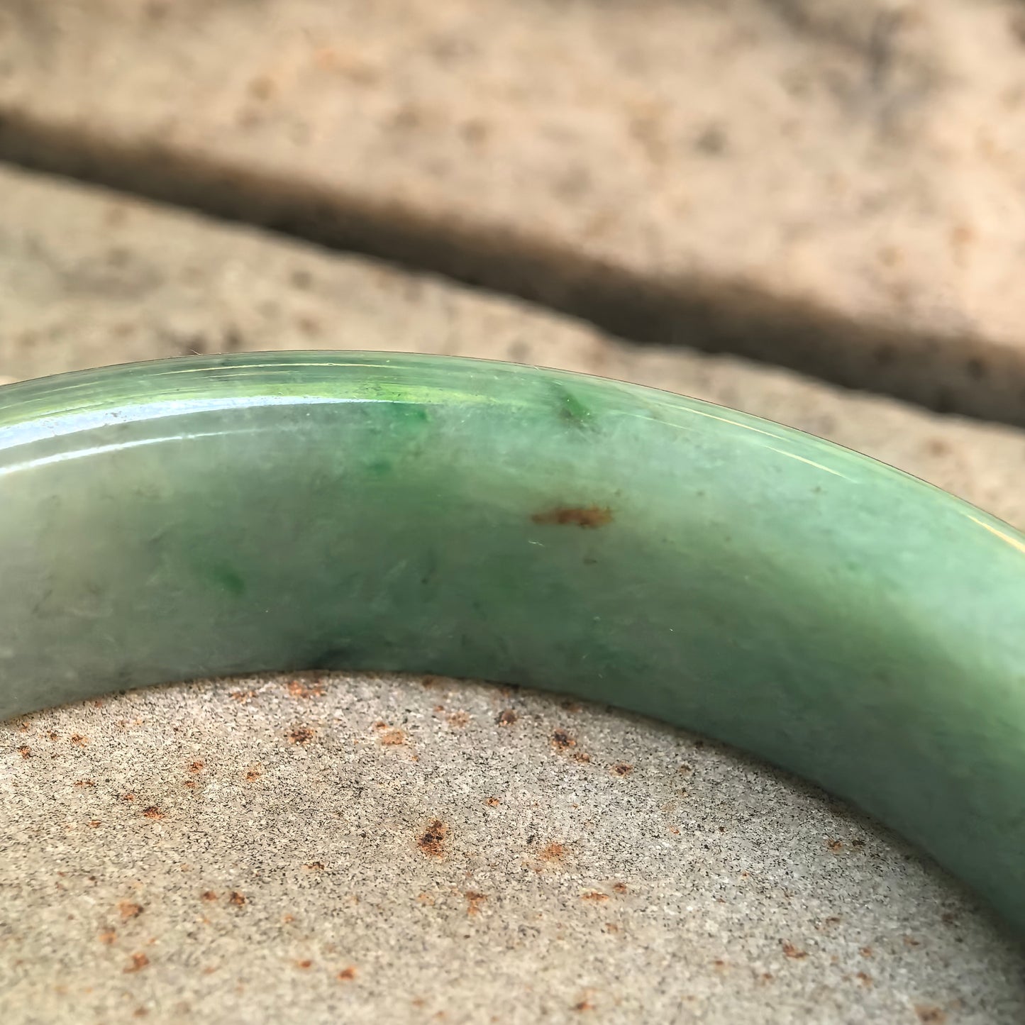 Natural Grade-A Jadeite White-Green D-Shape Bangle · Burmese Jade 58mm