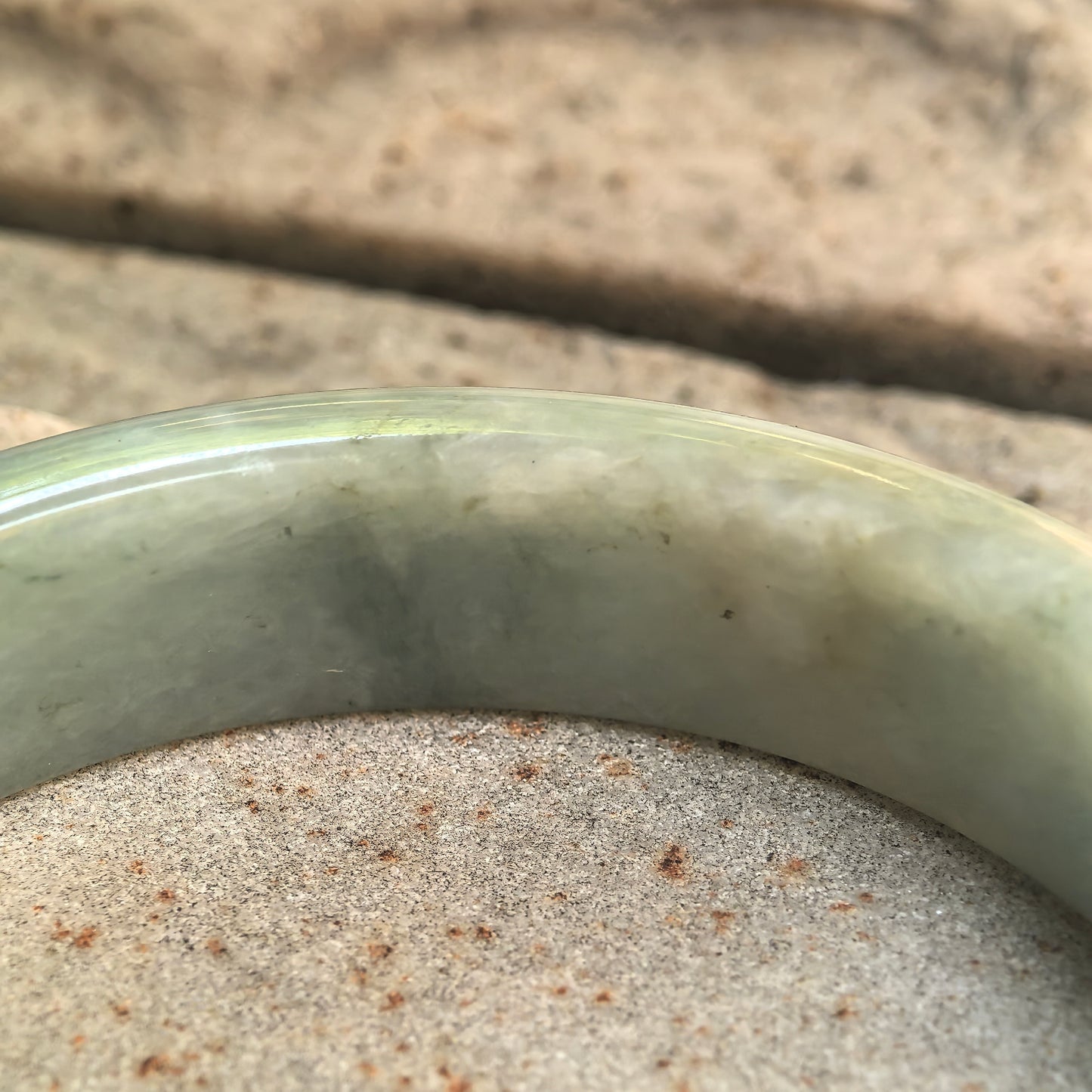 Natural Grade-A Jadeite White-Green D-Shape Bangle · Burmese Jade 58mm