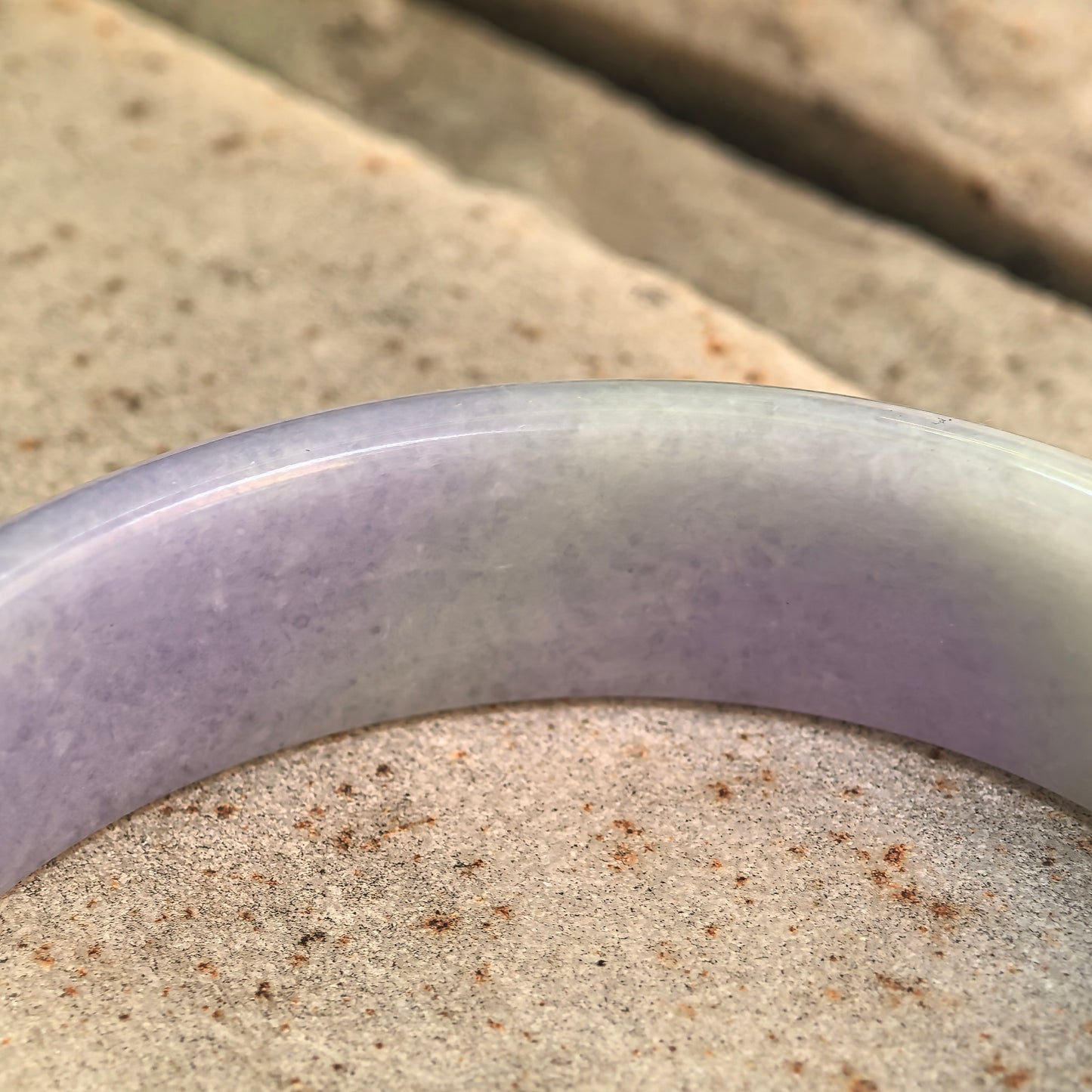 Natural Grade-A Bean Glutinous Light Green Lavender D-Shape Jadeite Bangle · Burmese Jade 58mm