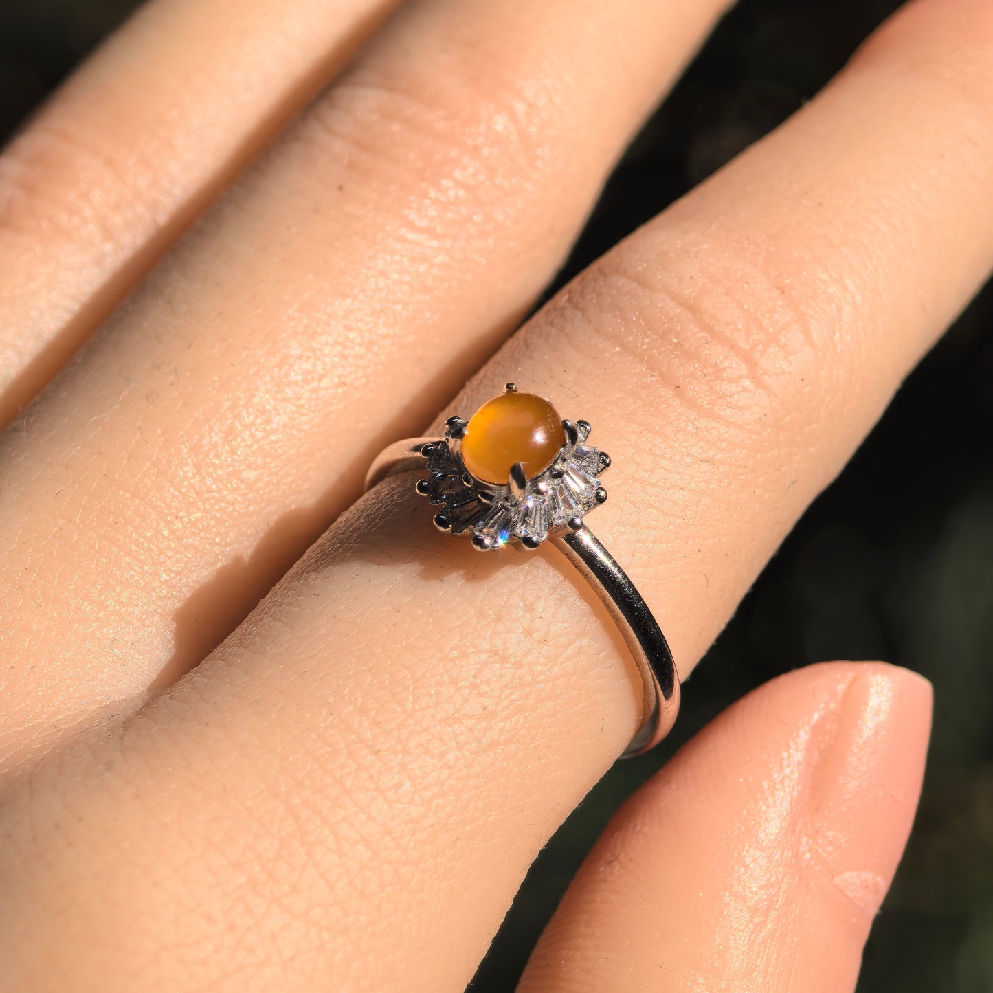 Natural Grade-A Glutinous-Icy Yellow Jadeite Silver Ring · Burmese Jade