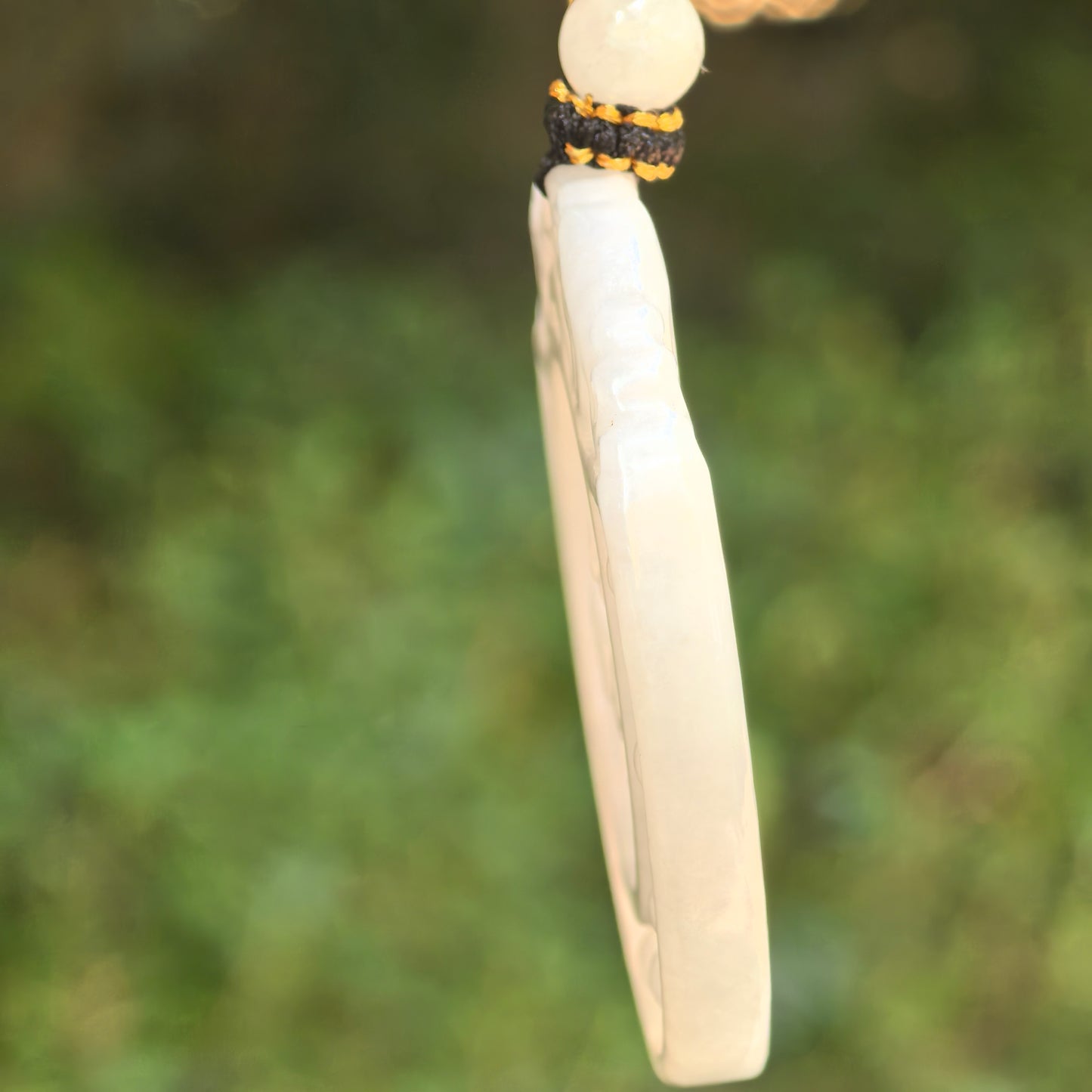 Natural Grade-A Glutinous White Rotating Horse Plaque Jadeite Pendant · Burmese Jade