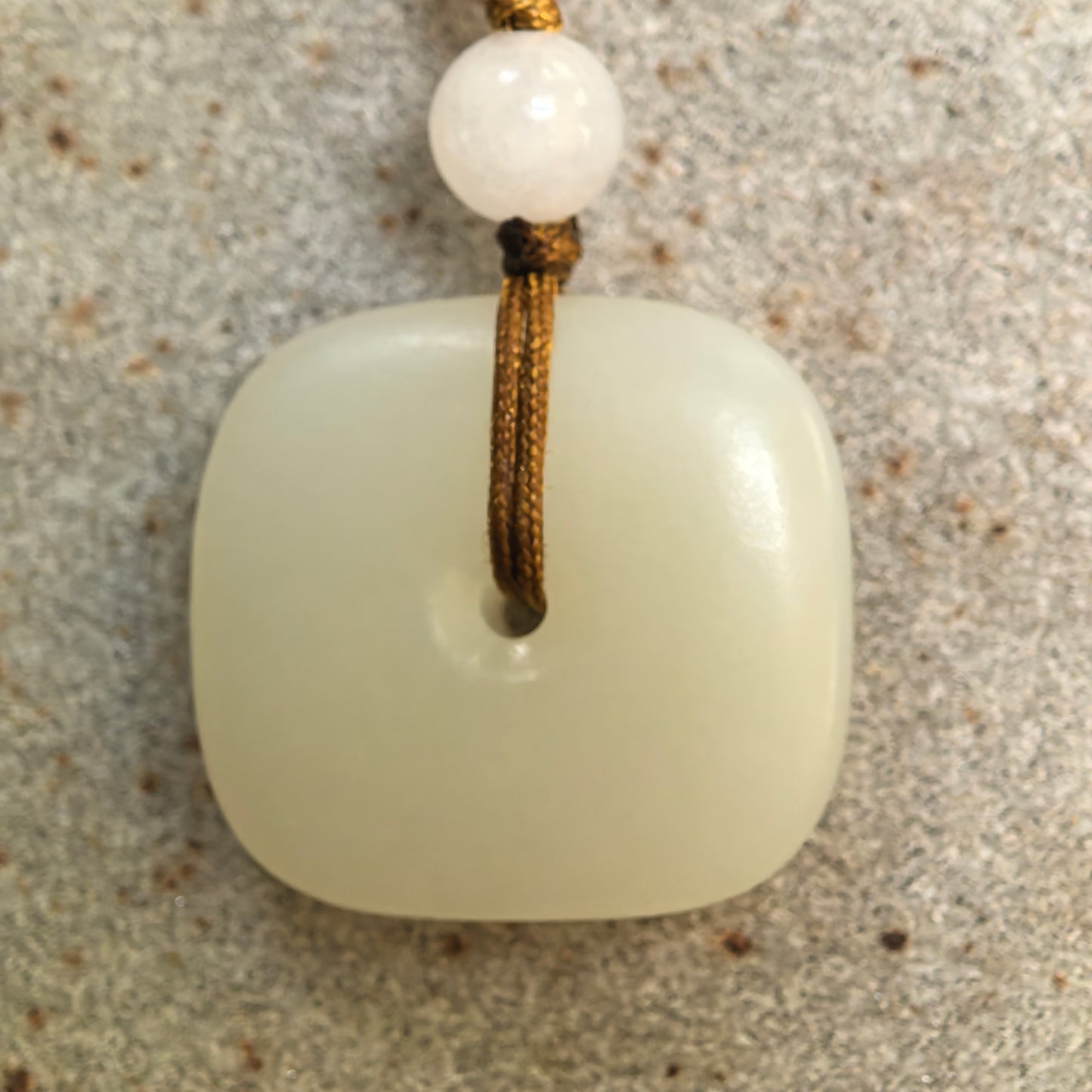 Natural Xinjiang White Nephrite Square Peace Pendant · Hetian Jade