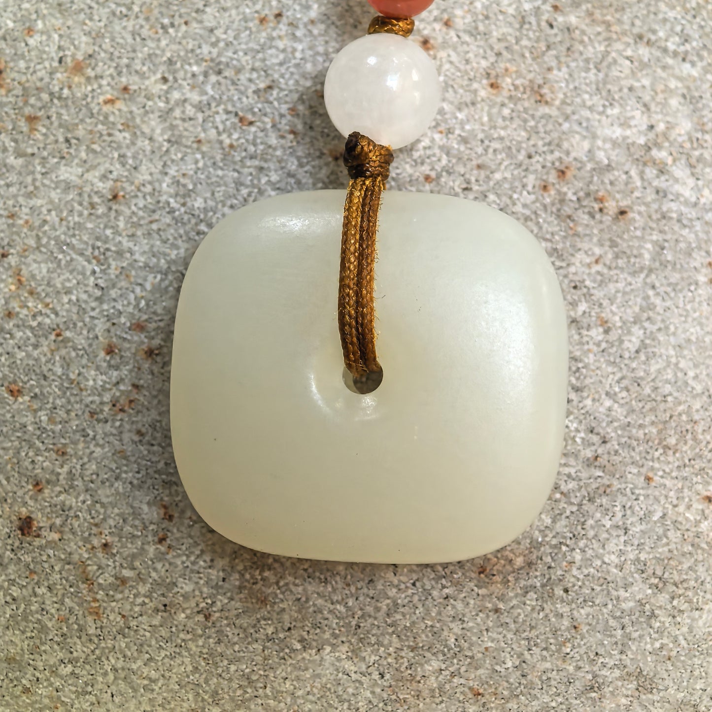 Natural Xinjiang White Nephrite Square Peace Pendant · Hetian Jade