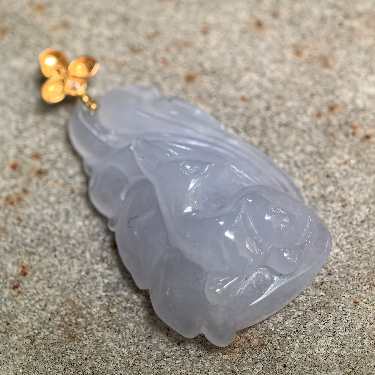 Natural Grade-A Icy Glutinous Lavender Nine-Tailed Fox Jadeite Pendant · Burmese Jade