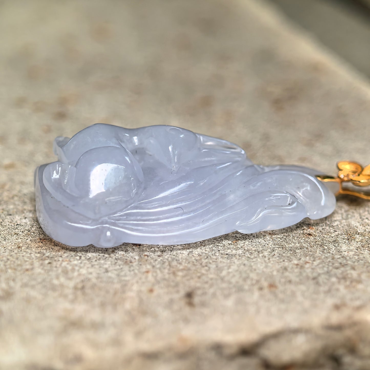 Natural Grade-A Icy Glutinous Lavender Nine-Tailed Fox Jadeite Pendant · Burmese Jade