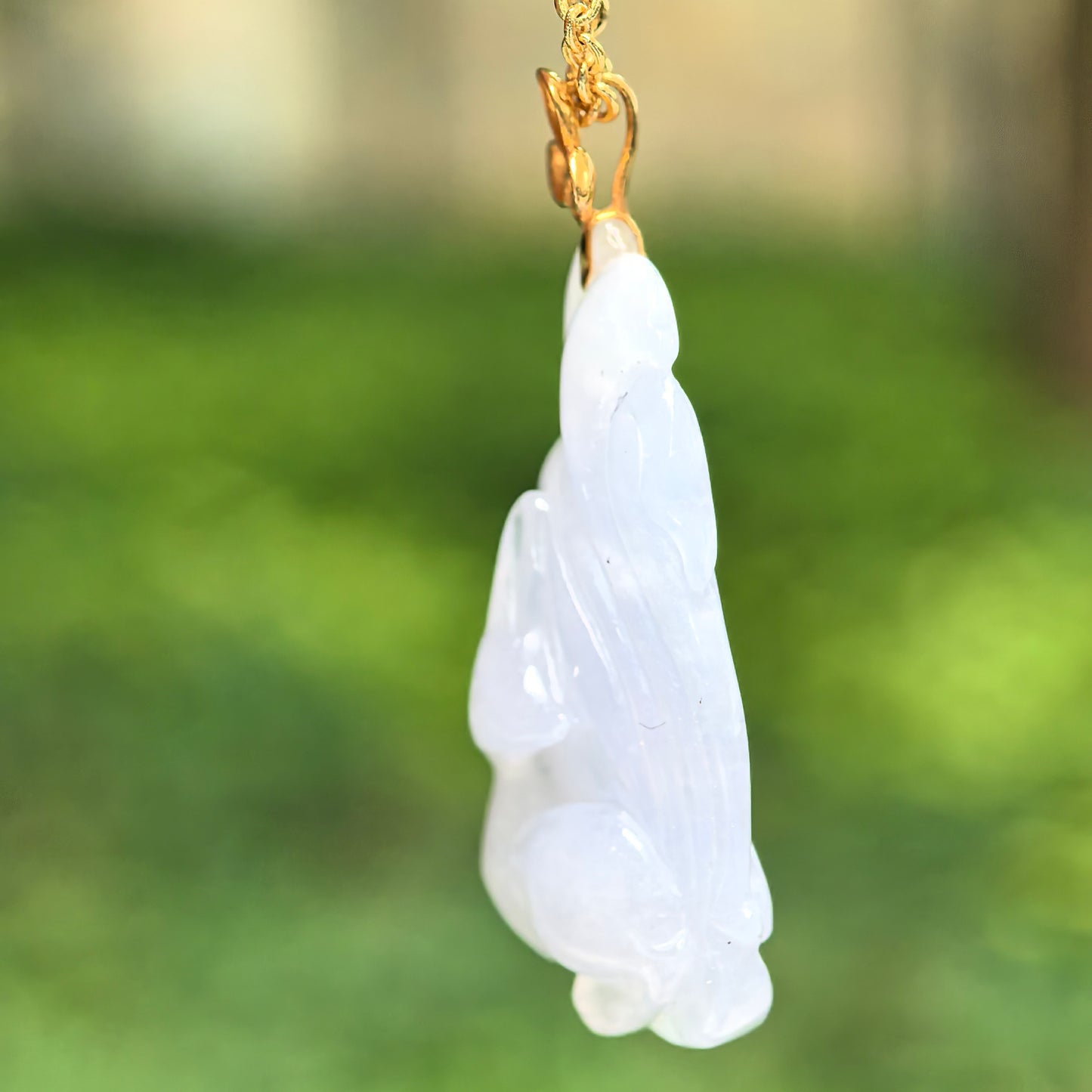 Natural Grade-A Icy Glutinous Lavender Nine-Tailed Fox Jadeite Pendant · Burmese Jade