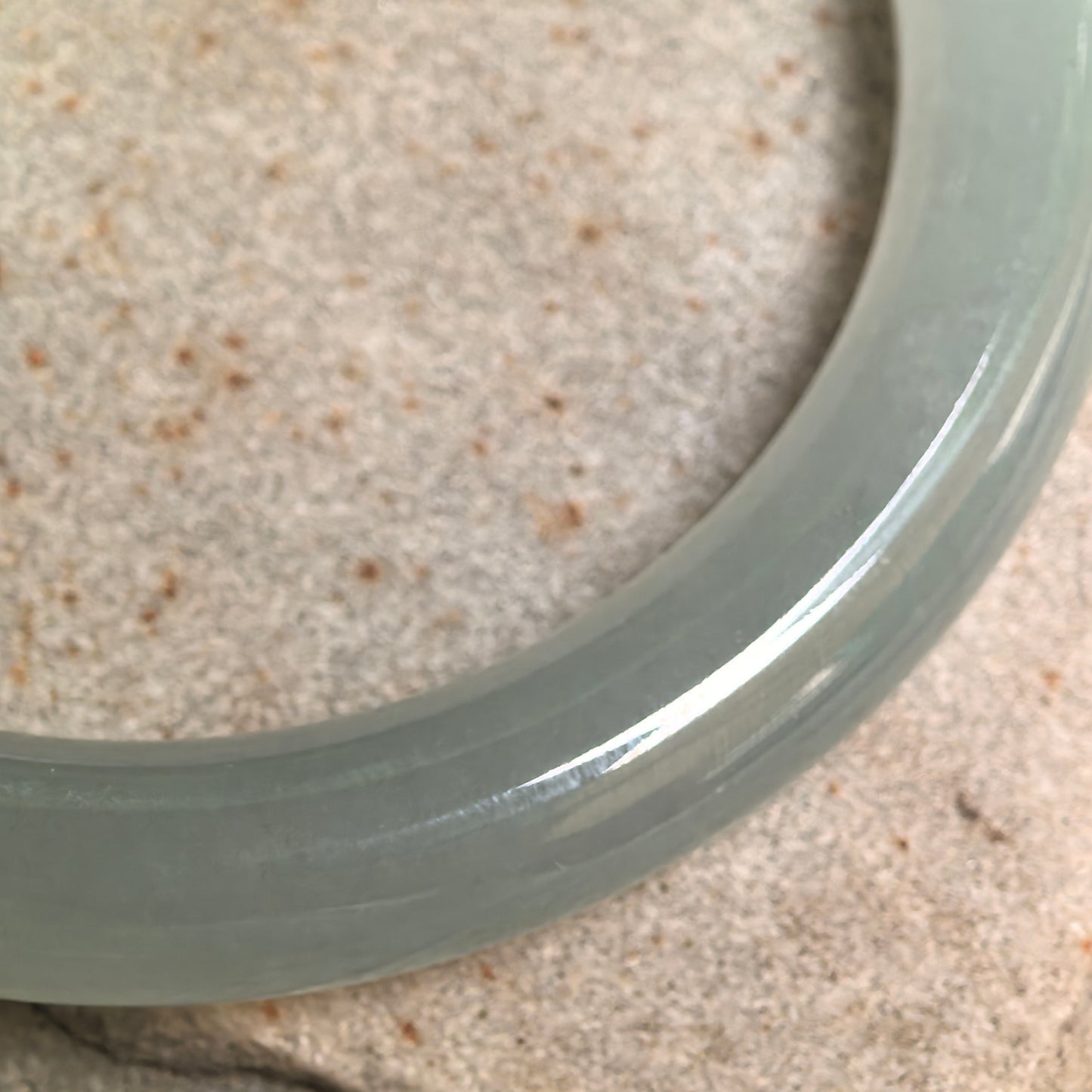 Natural Grade-A Icy Glutinous Pale Green Round Jadeite Bangle · Burmese Jade 56mm