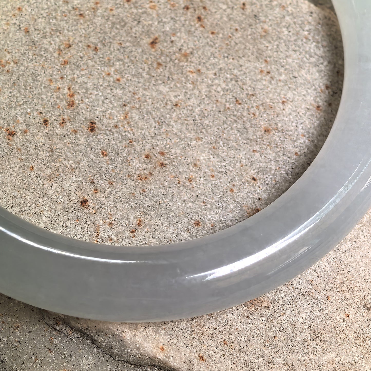 Natural Grade-A Icy Glutinous Pale Green Round Jadeite Bangle · Burmese Jade 56mm