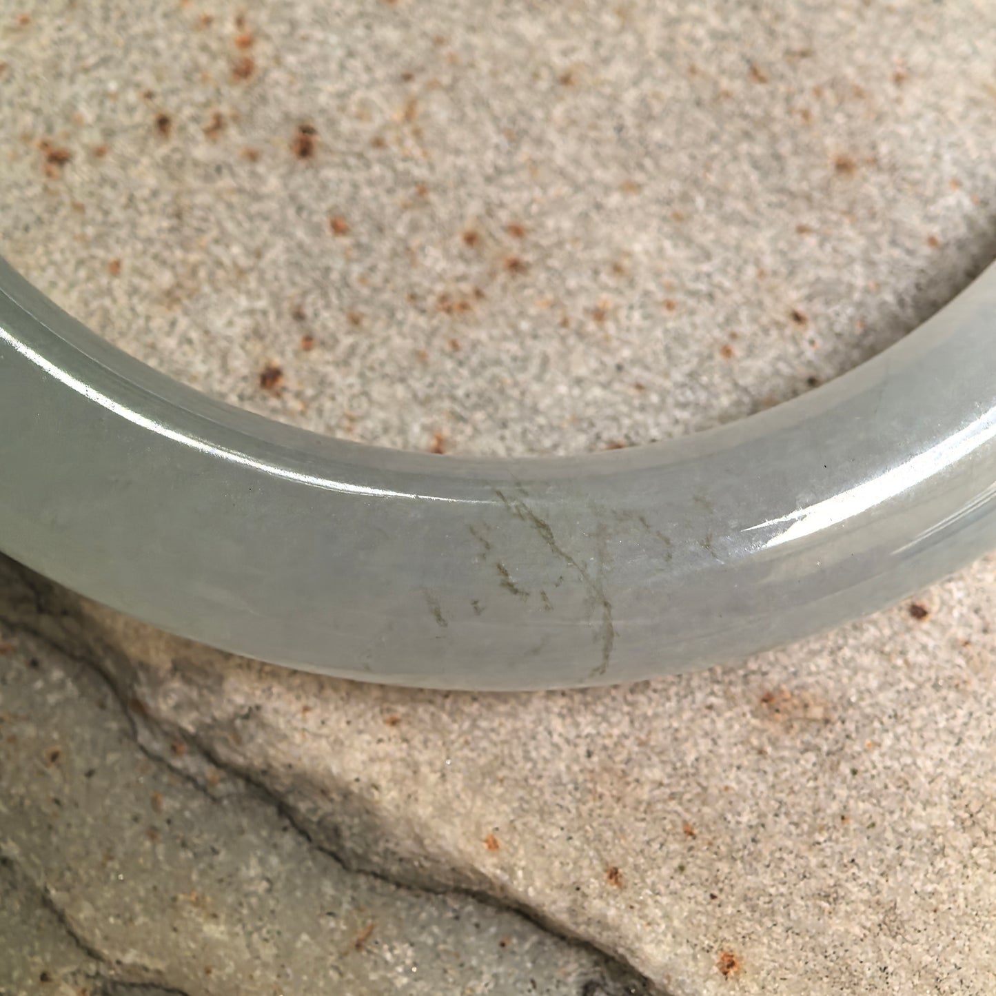 Natural Grade-A Icy Glutinous Pale Green Round Jadeite Bangle · Burmese Jade 56mm