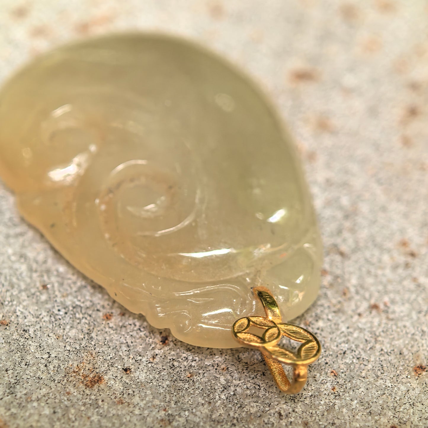 Natural Grade-A Glutinous Yellow Ruyi Jadeite Pendant · Burmese Jade