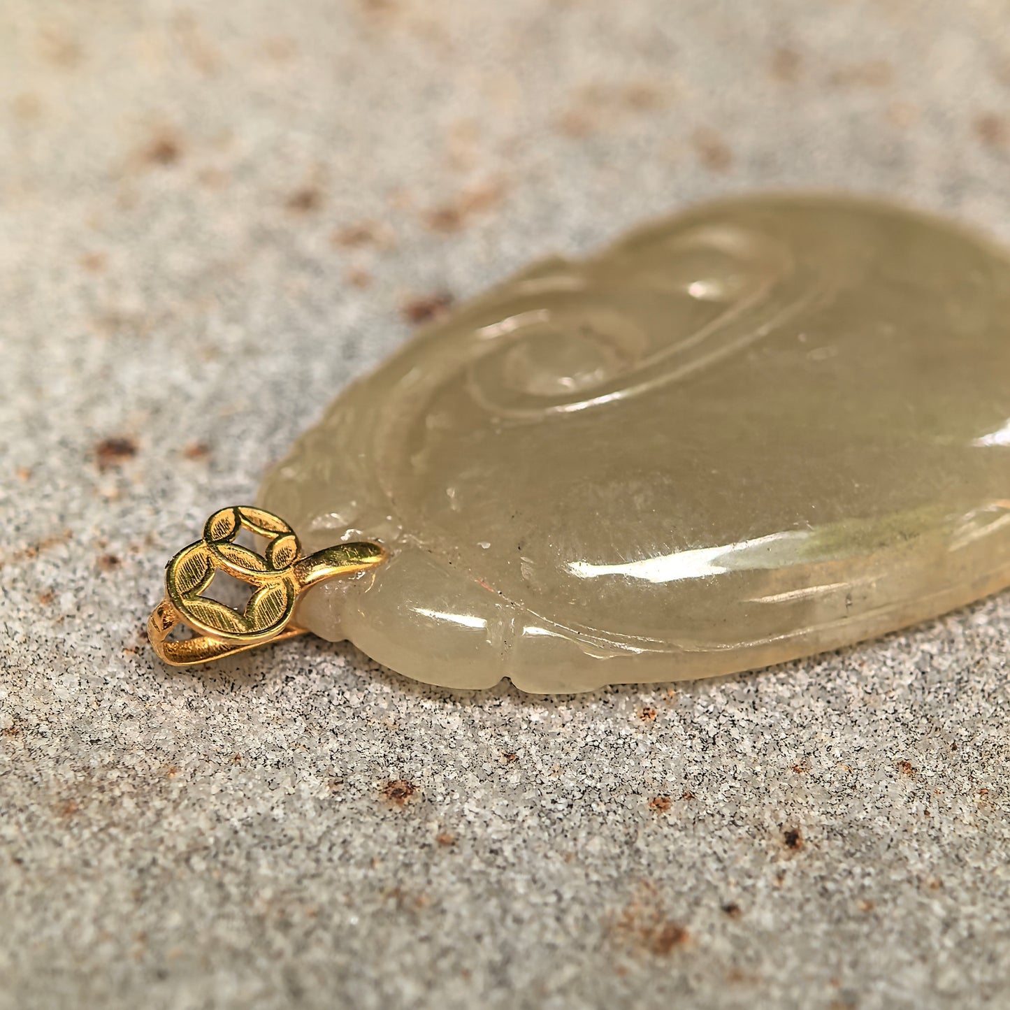Natural Grade-A Glutinous Yellow Ruyi Jadeite Pendant · Burmese Jade