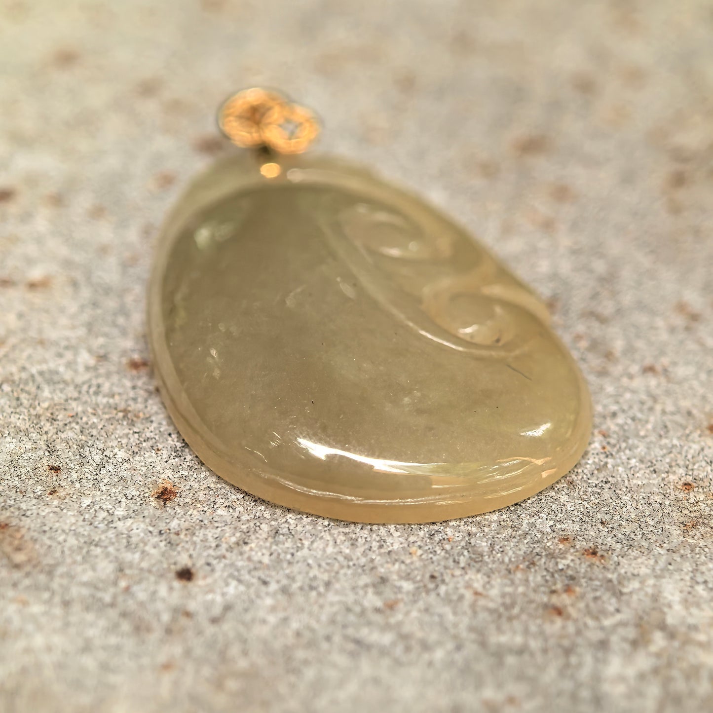 Natural Grade-A Glutinous Yellow Ruyi Jadeite Pendant · Burmese Jade