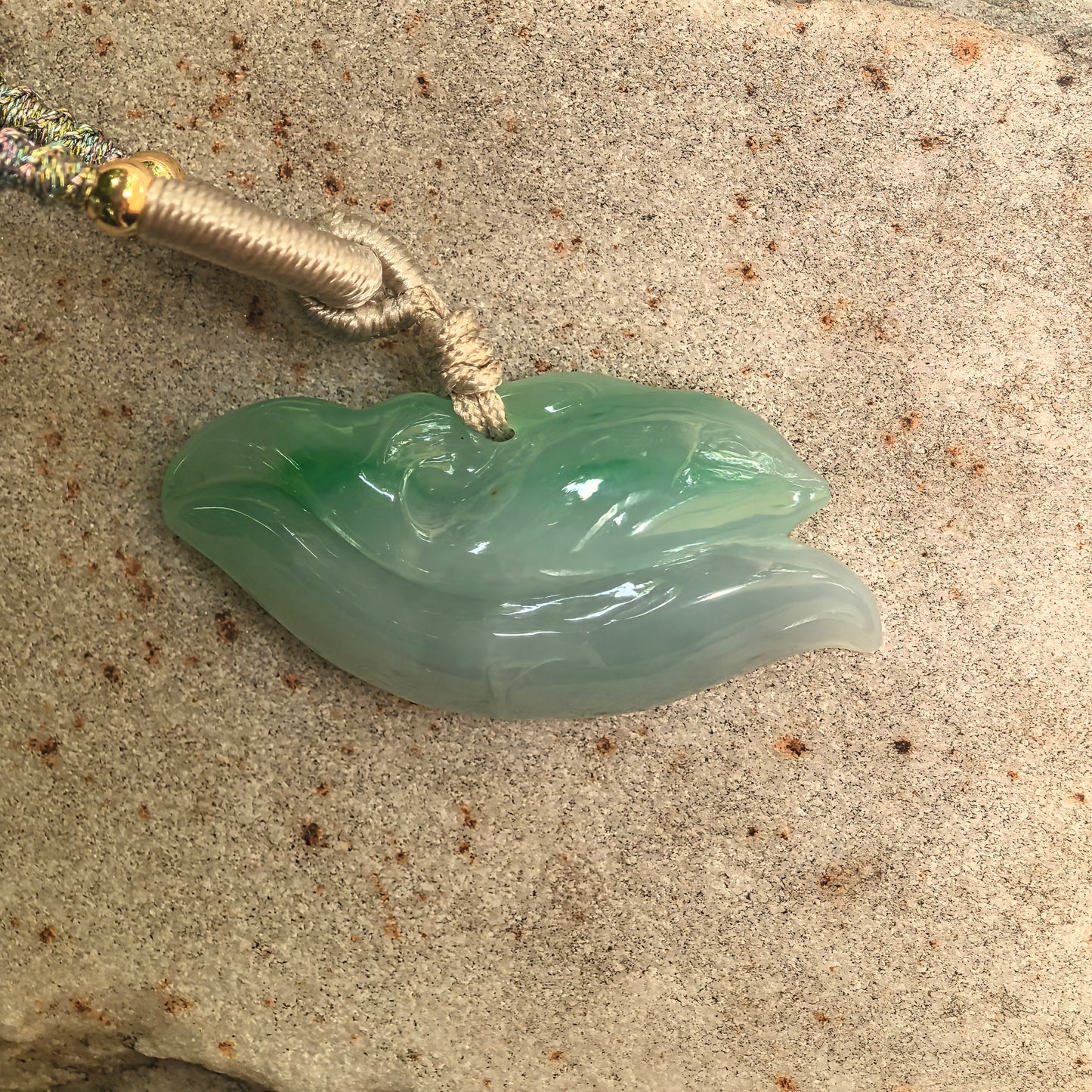 Natural Grade-A Glutinous Floating Green Dolphin Jadeite Pendant · Burmese Jade