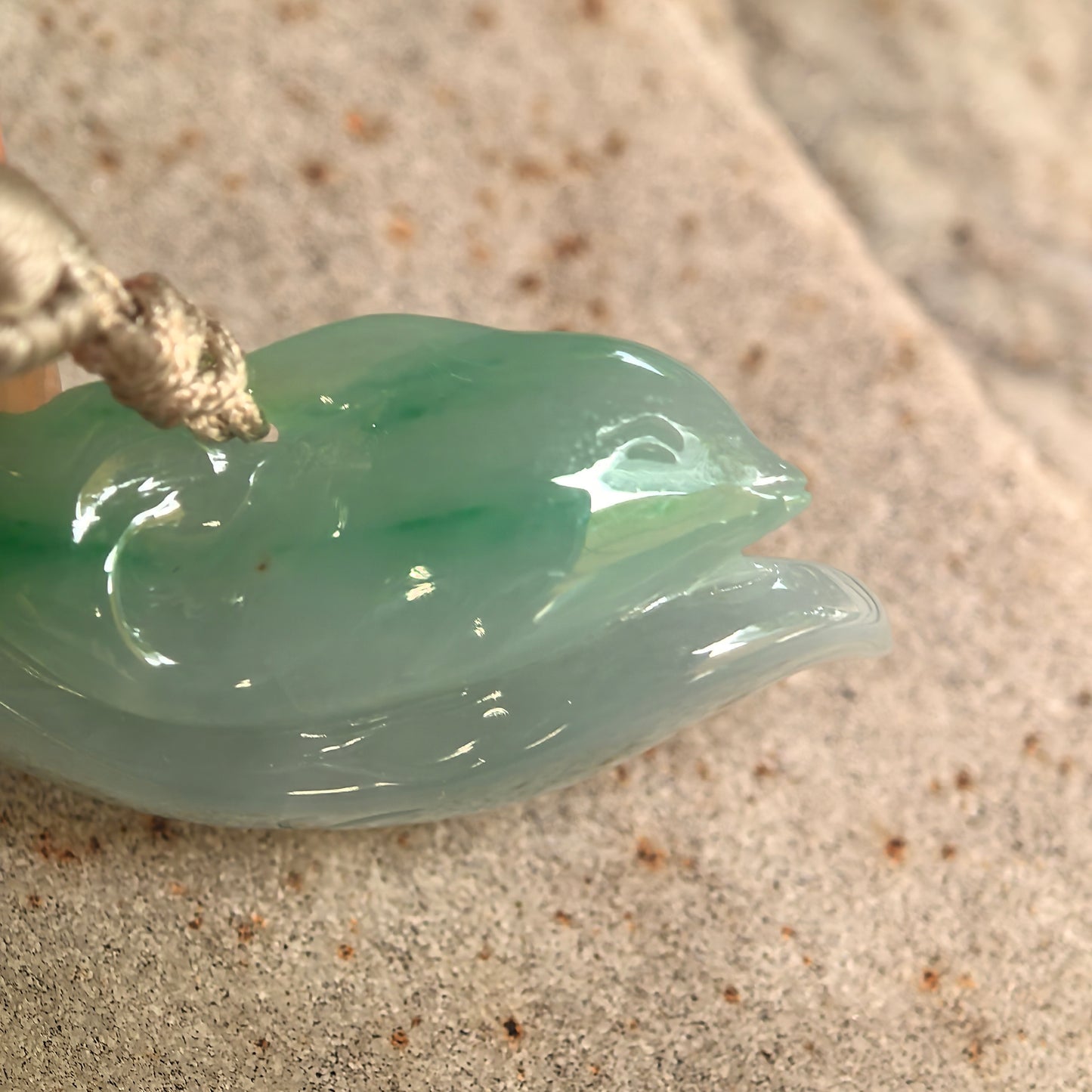 Natural Grade-A Glutinous Floating Green Dolphin Jadeite Pendant · Burmese Jade