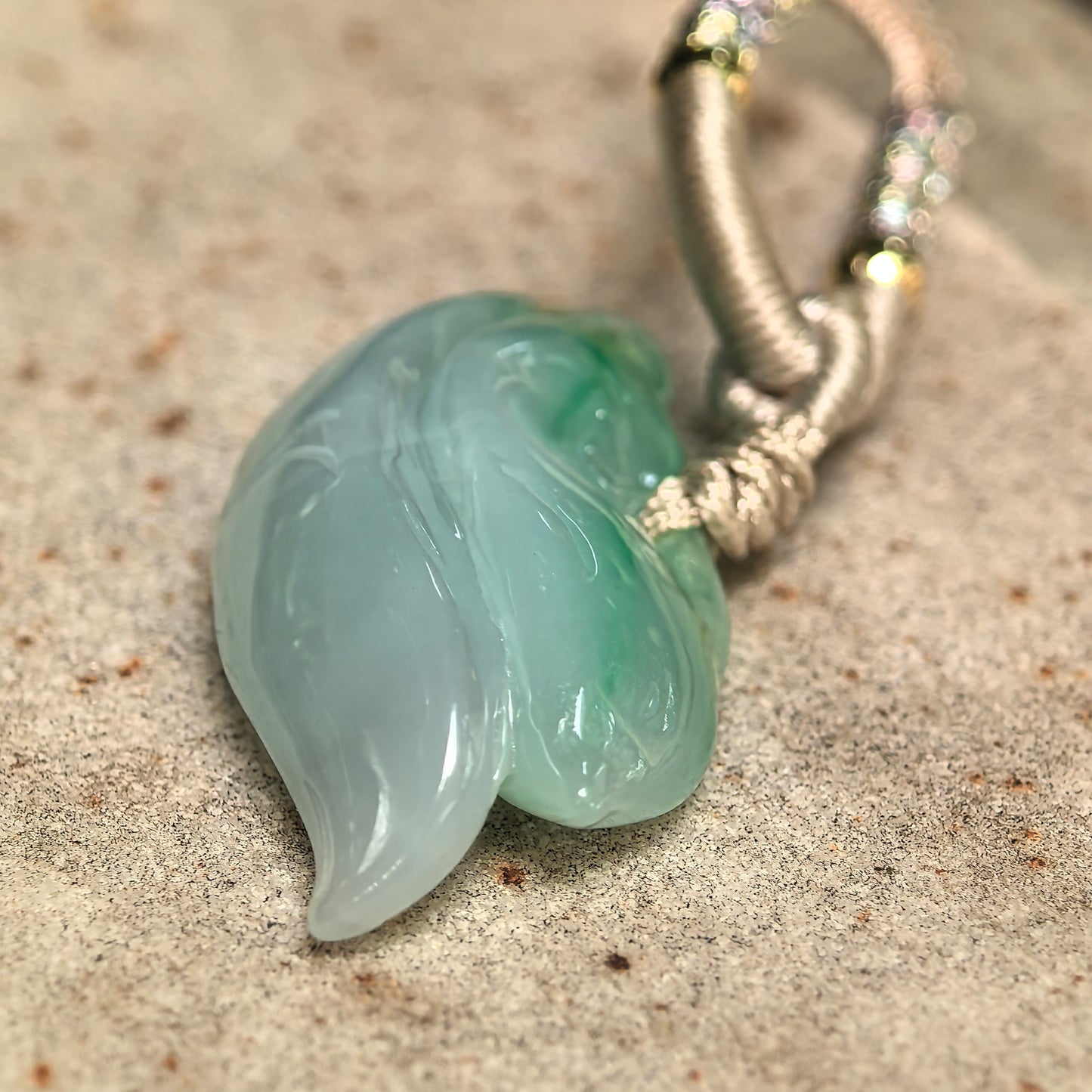 Natural Grade-A Glutinous Floating Green Dolphin Jadeite Pendant · Burmese Jade