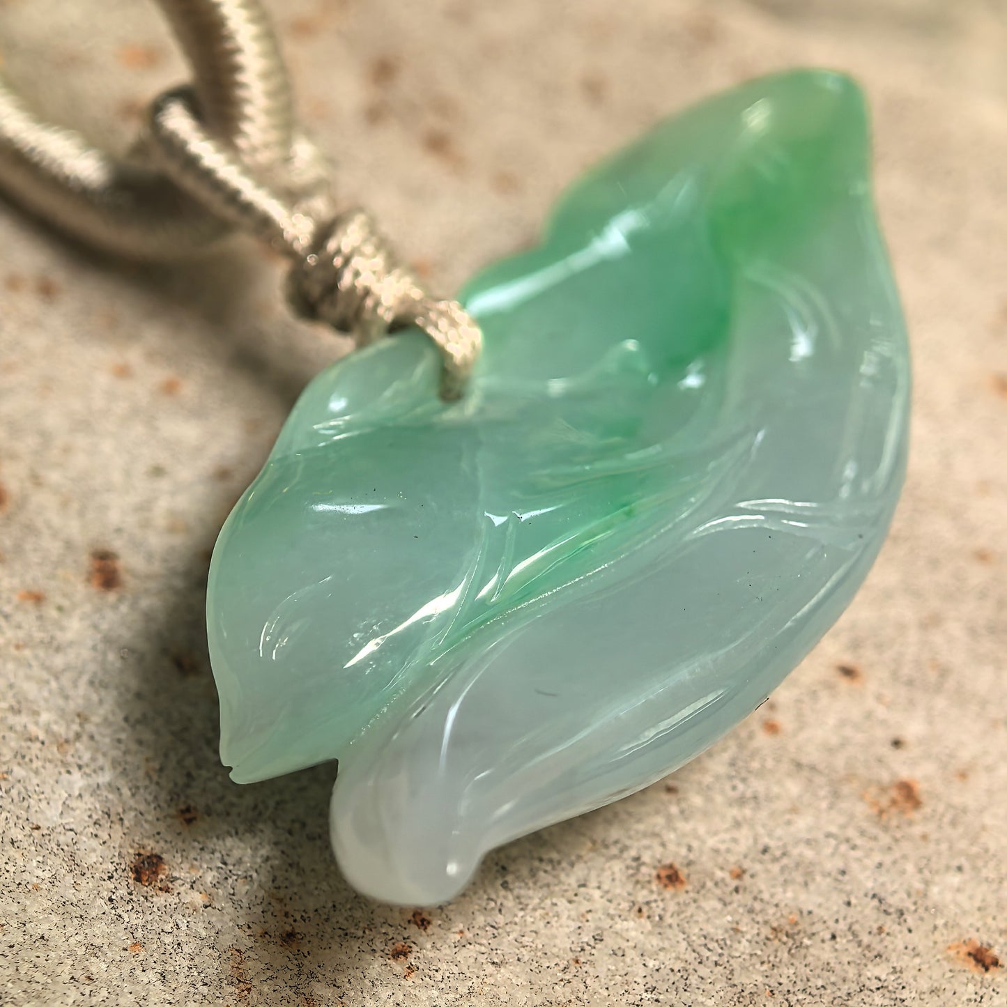 Natural Grade-A Glutinous Floating Green Dolphin Jadeite Pendant · Burmese Jade