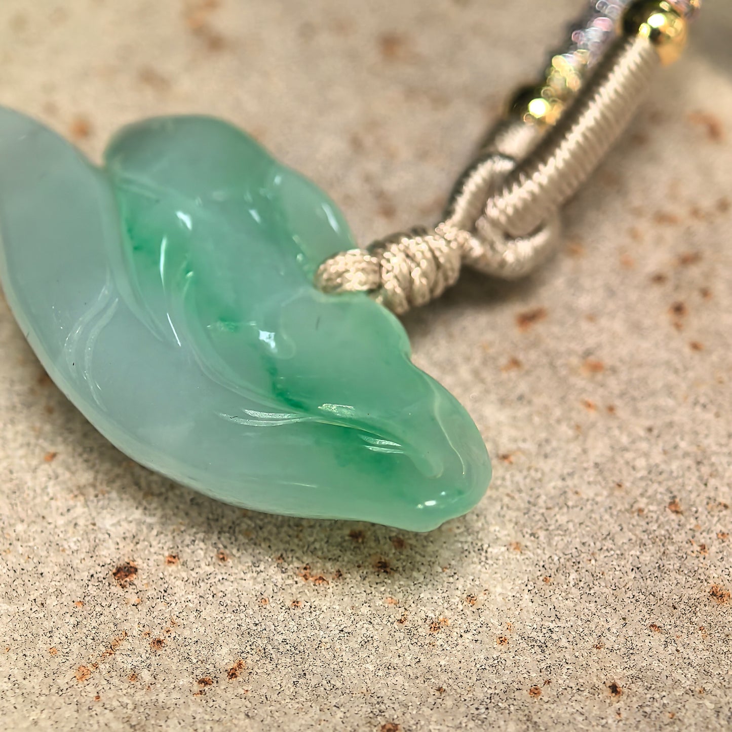 Natural Grade-A Glutinous Floating Green Dolphin Jadeite Pendant · Burmese Jade