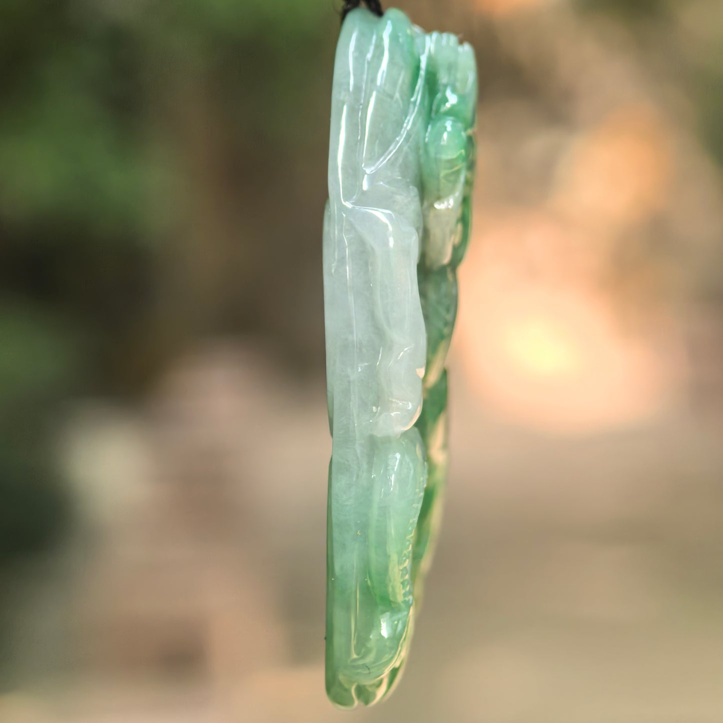 Natural Grade-A Glutinous Green Dragon Plaque Jadeite Pendant · Burmese Jade