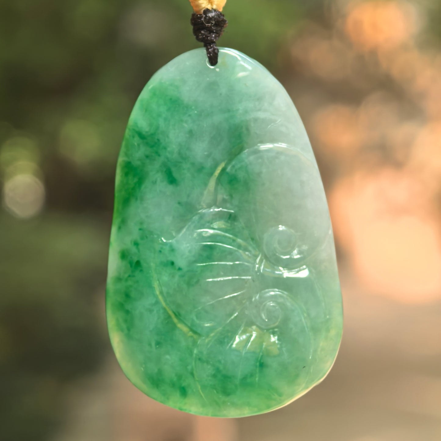 Natural Grade-A Glutinous Green Dragon Plaque Jadeite Pendant · Burmese Jade