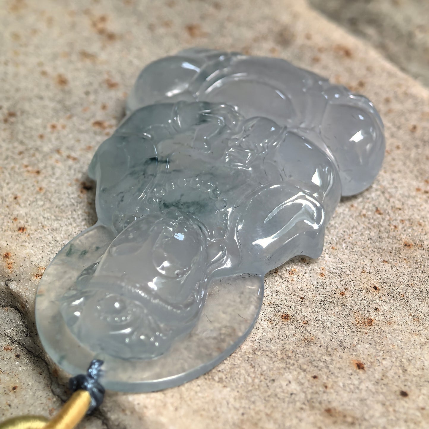 Natural Grade-A Icy Glutinous Light Green White Guanyin Jadeite Pendant · Burmese Jade