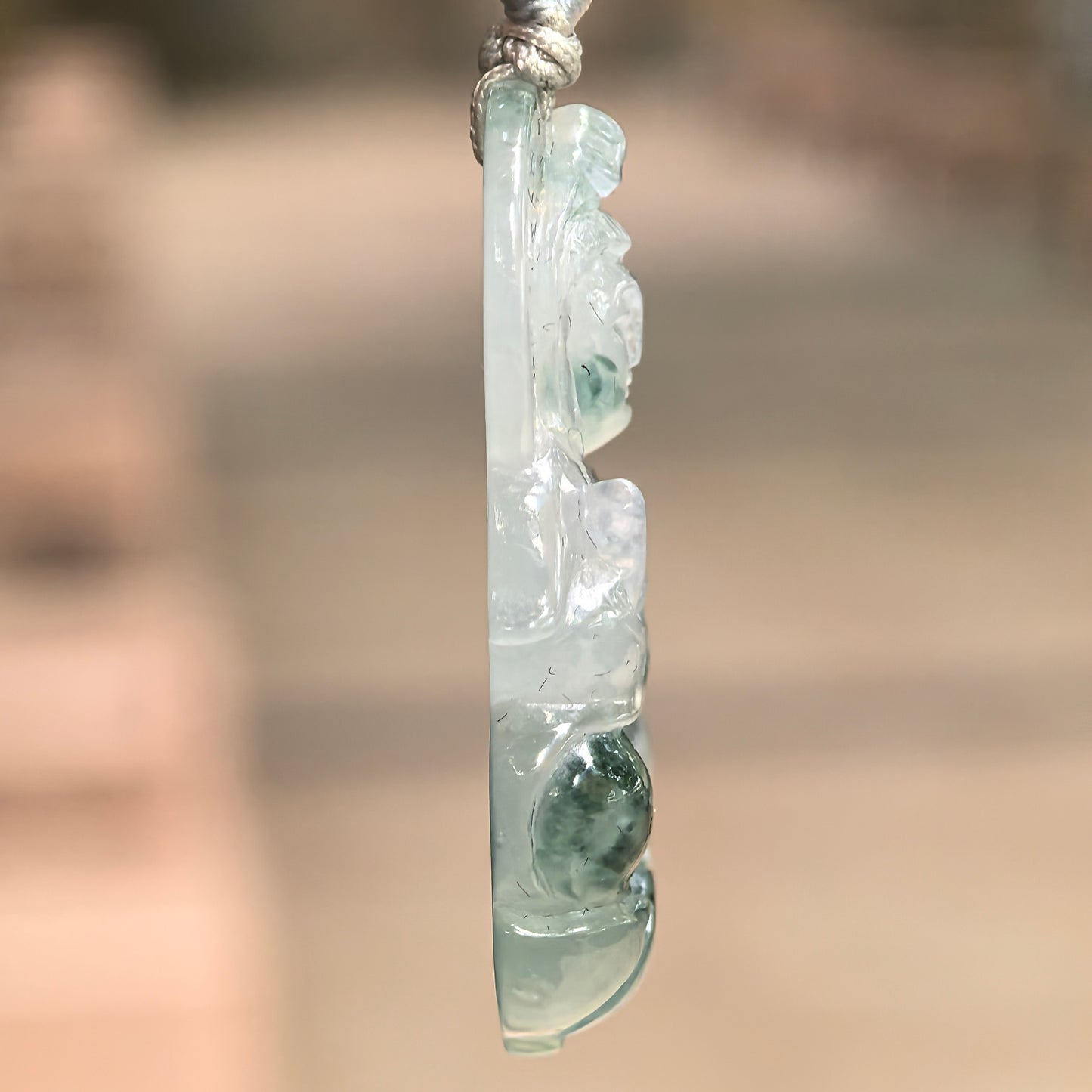 Natural Grade-A Icy Glutinous Green Floating Flower Guanyin Jadeite Pendant · Burmese Jade