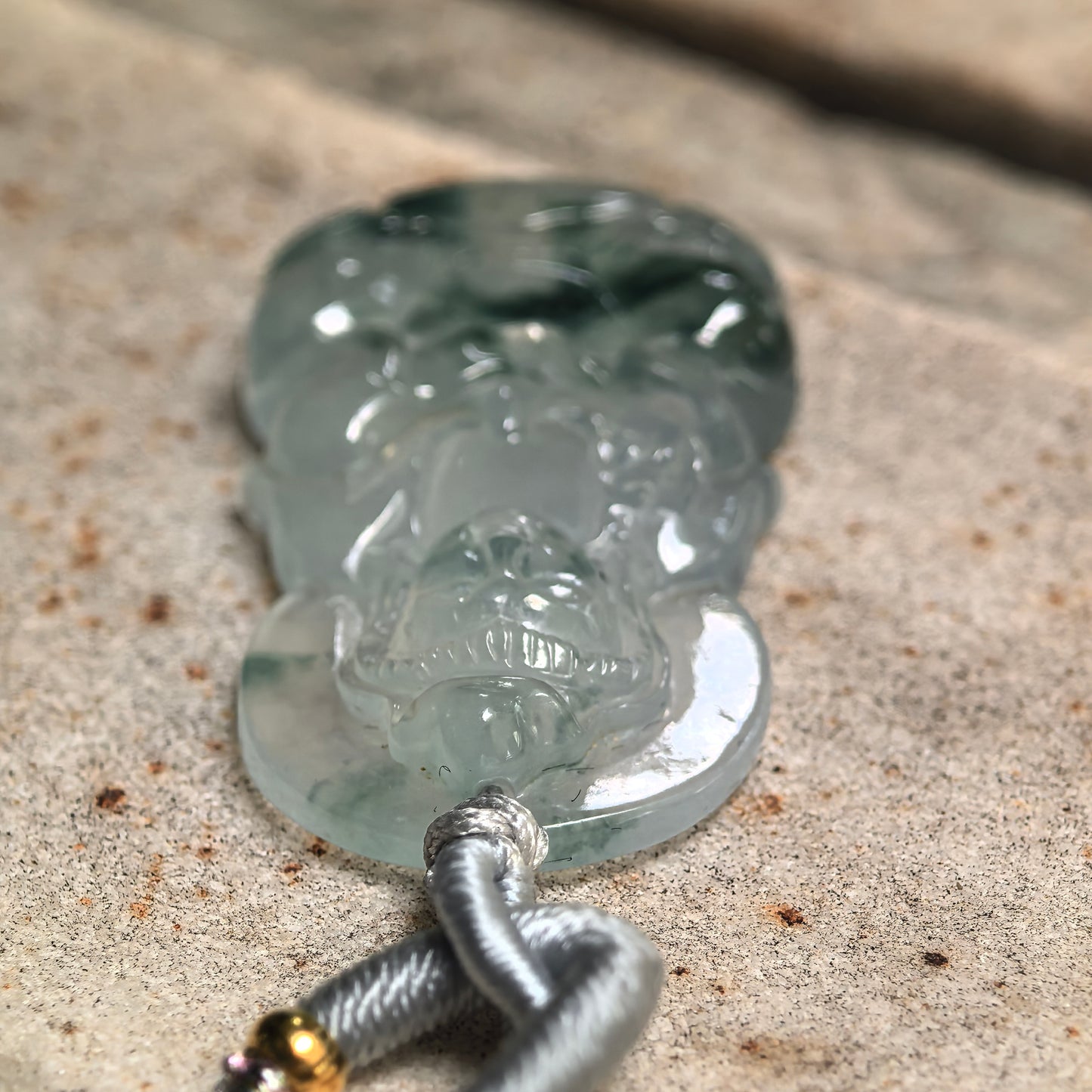 Natural Grade-A Icy Glutinous Green Floating Flower Guanyin Jadeite Pendant · Burmese Jade