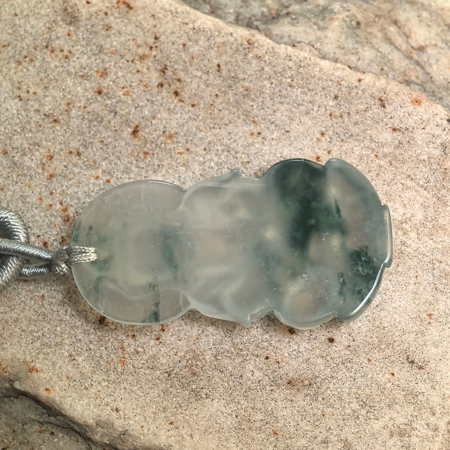 Natural Grade-A Icy Glutinous Green Floating Flower Guanyin Jadeite Pendant · Burmese Jade