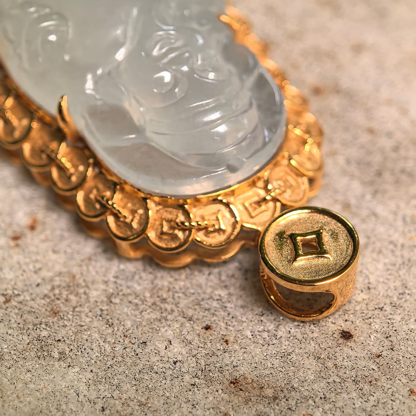 Natural Grade-A Icy Glutinous White Jadeite God of Wealth Pendant · Burmese Jade